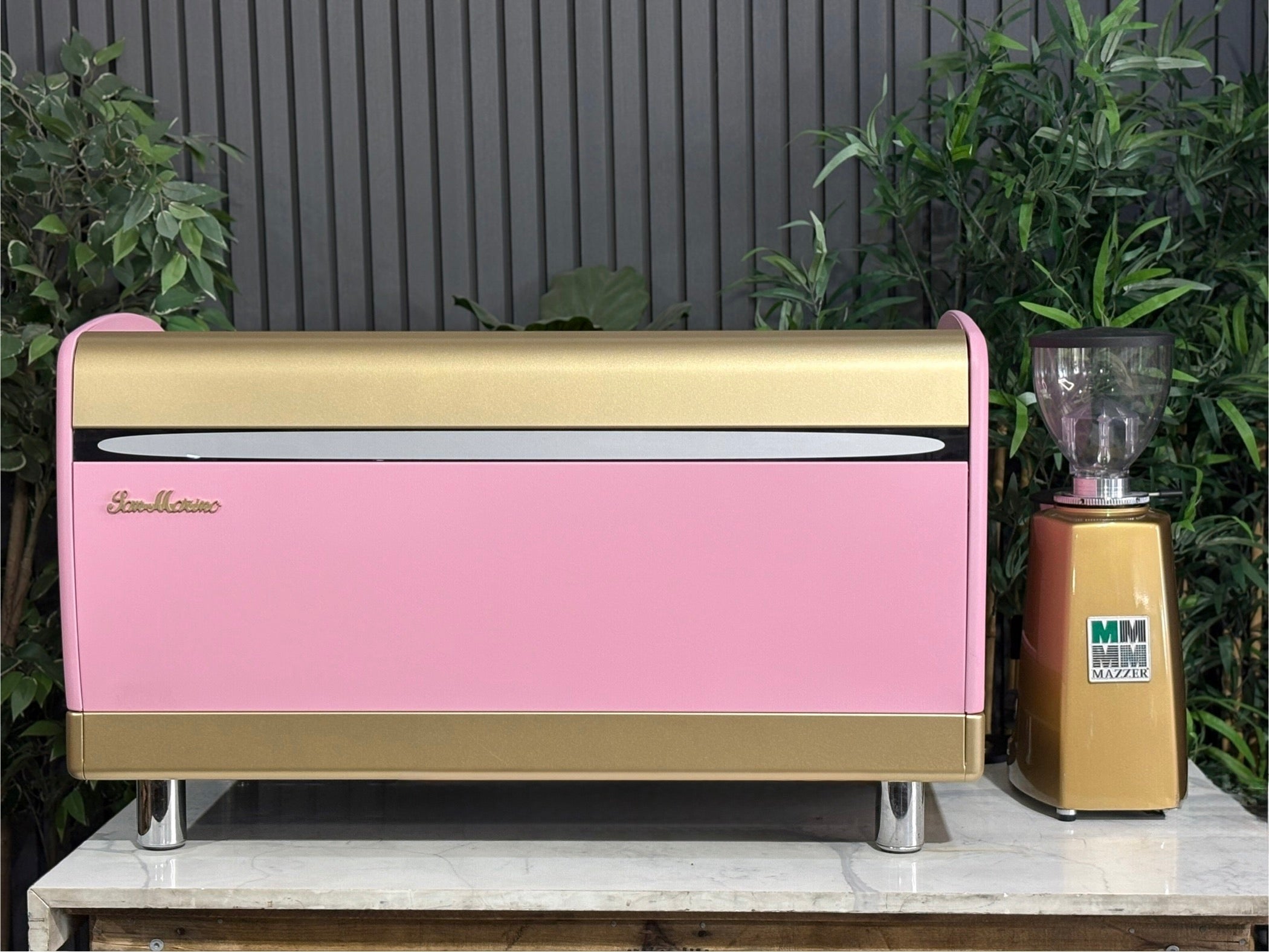 San Marino Lisa R 3 Group Coffee Machine Pink, Gold & Timber - Used