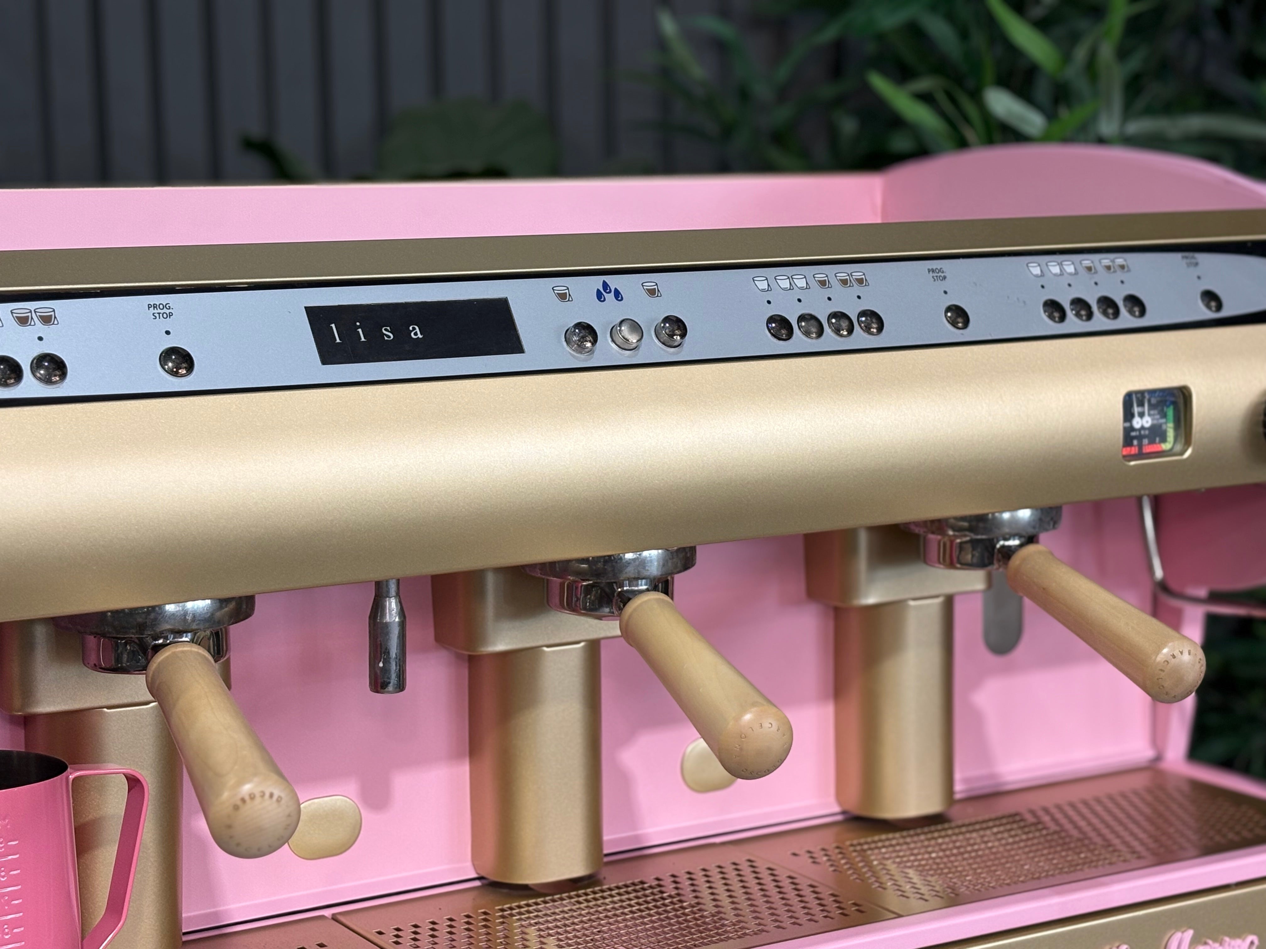 San Marino Lisa R 3 Group Coffee Machine Pink, Gold & Timber - Used