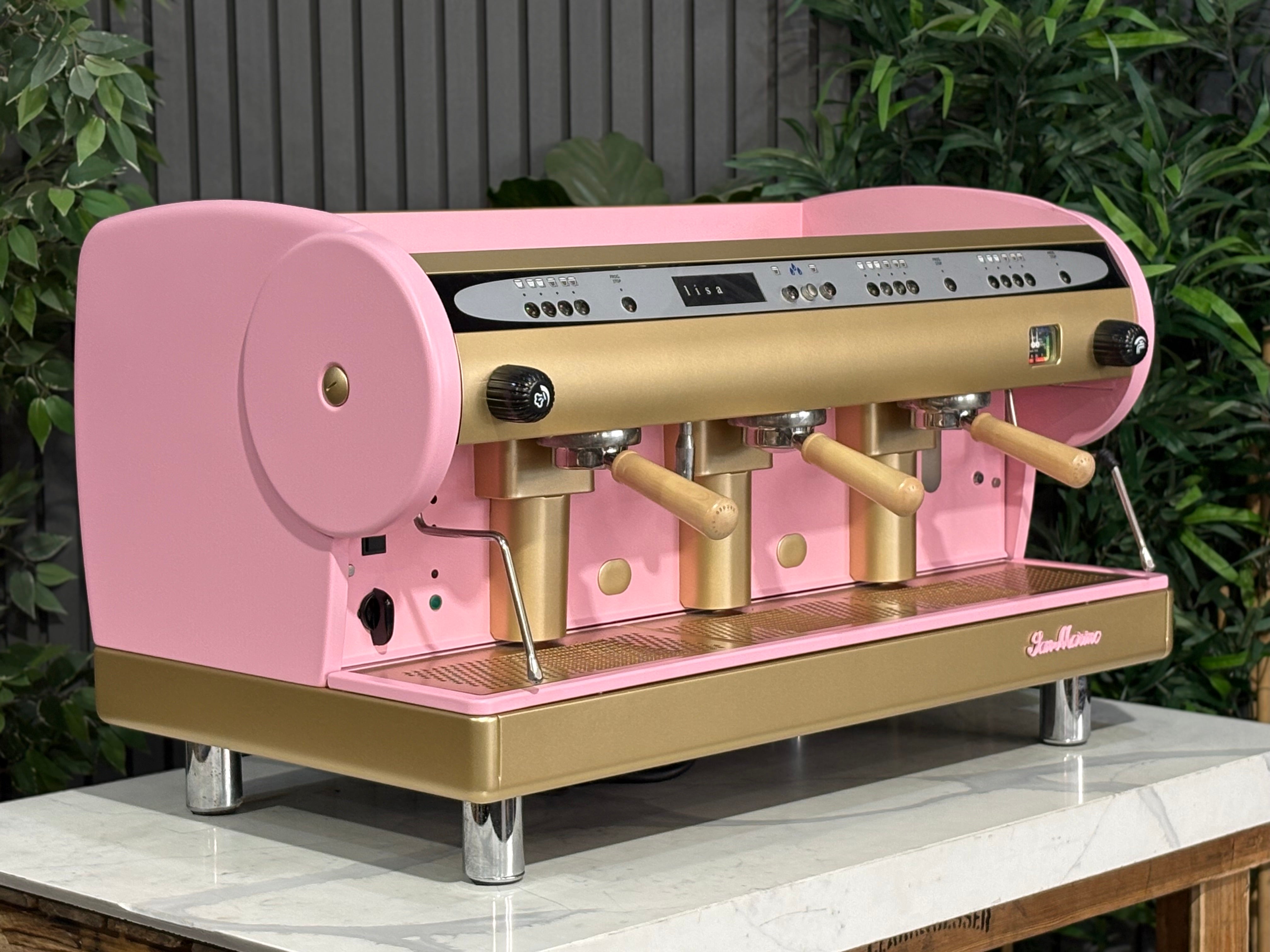 San Marino Lisa 3 Group Coffee Machine Pink, Gold & Timber