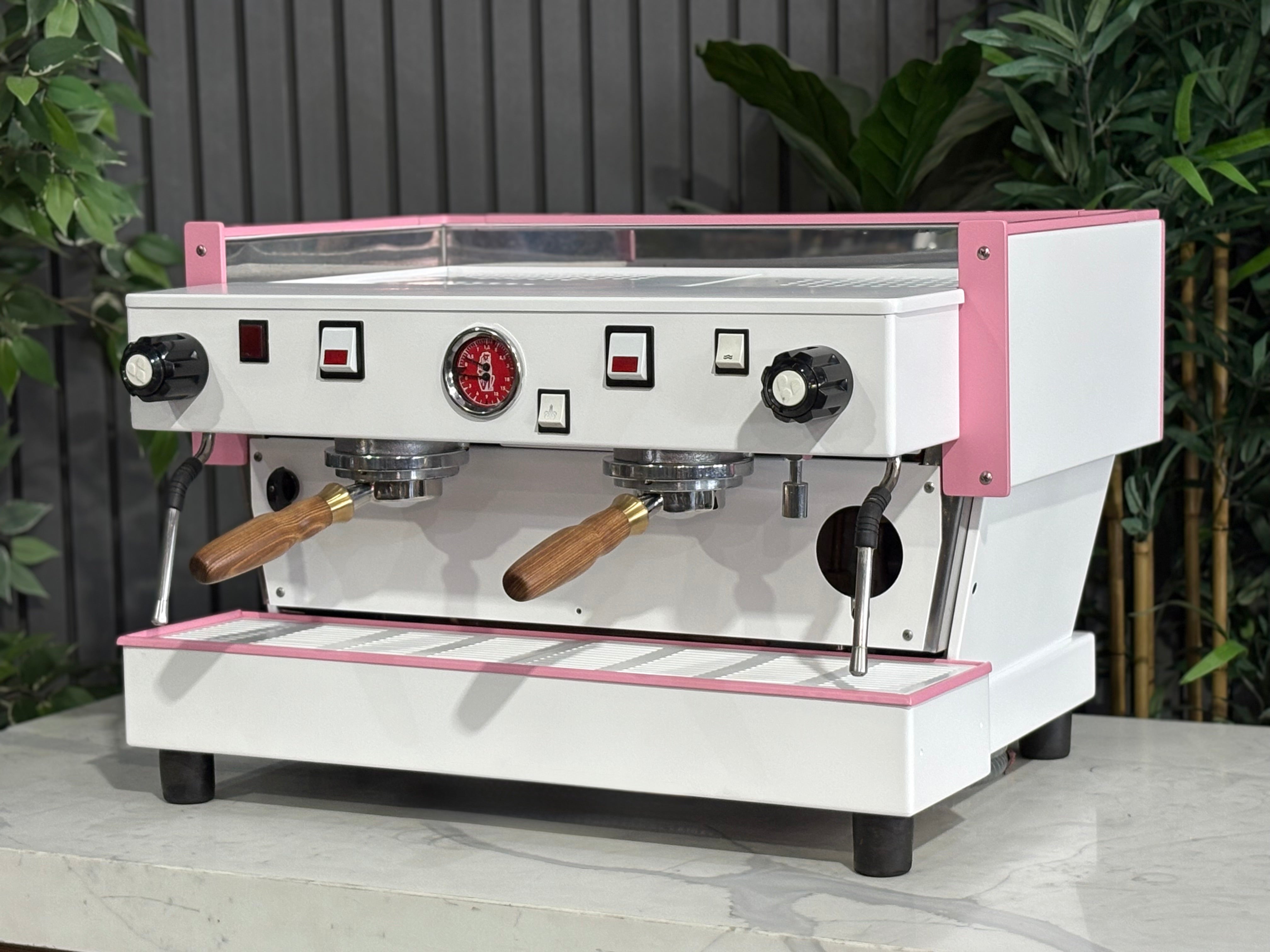 La Marzocco Linea Classic EE 2 Group Coffee Machine Pink, White & Timber - Used