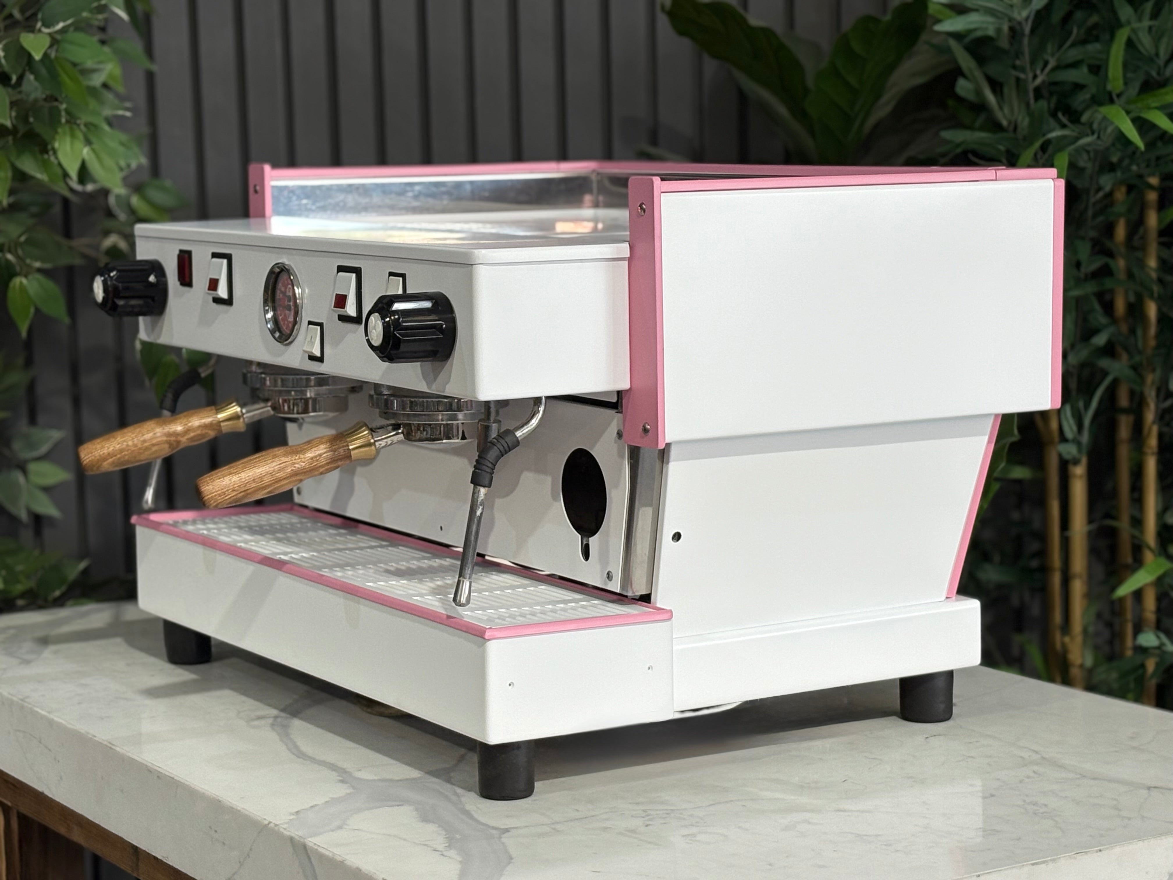 La Marzocco Linea Classic EE 2 Group Coffee Machine Pink, White & Timber - Used