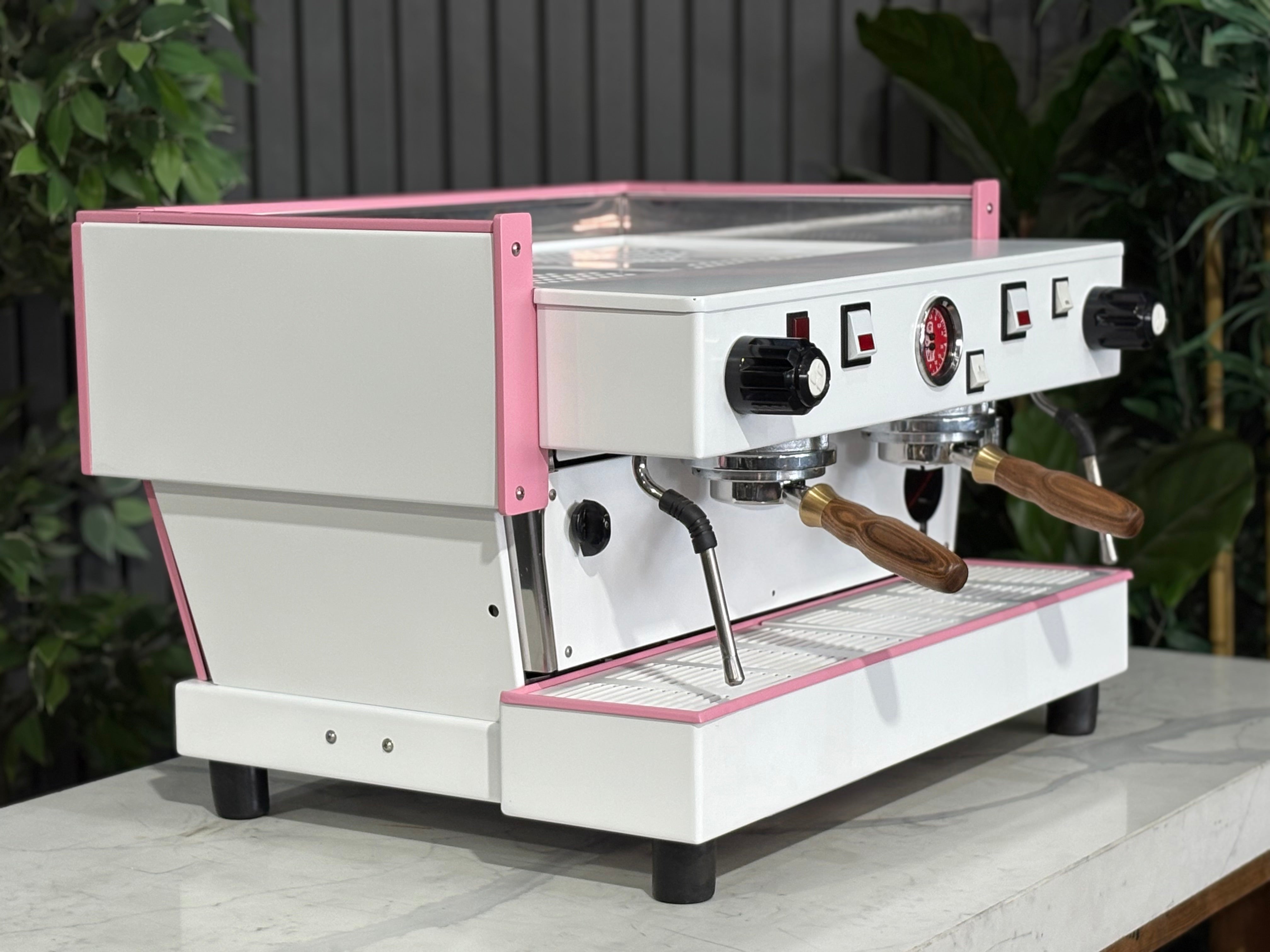 La Marzocco Linea Classic EE 2 Group Coffee Machine Pink, White & Timber - Used