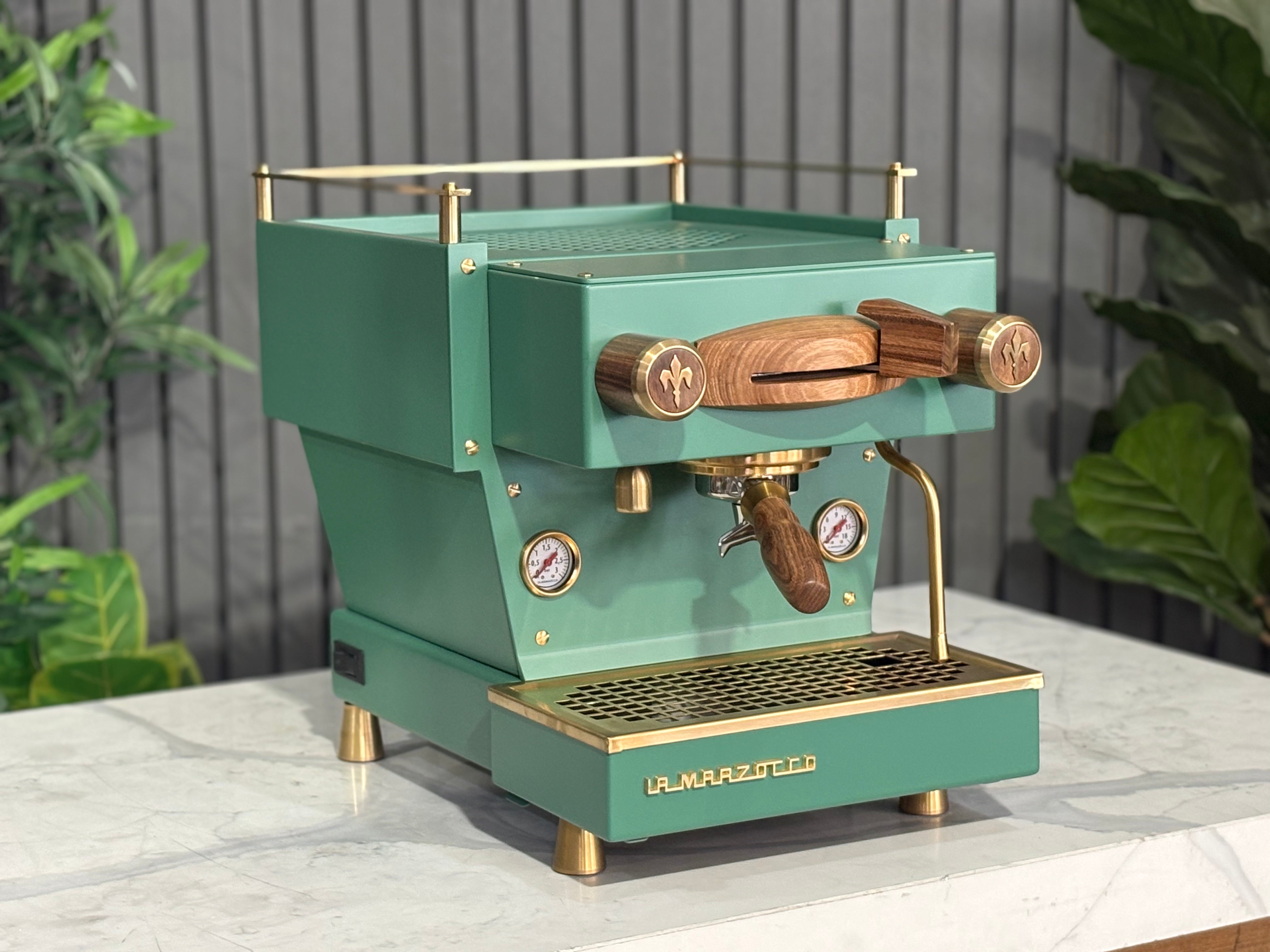 La Marzocco Linea Mini MP 1 Group Coffee Machine Green & Gold with Timber Kit - Used