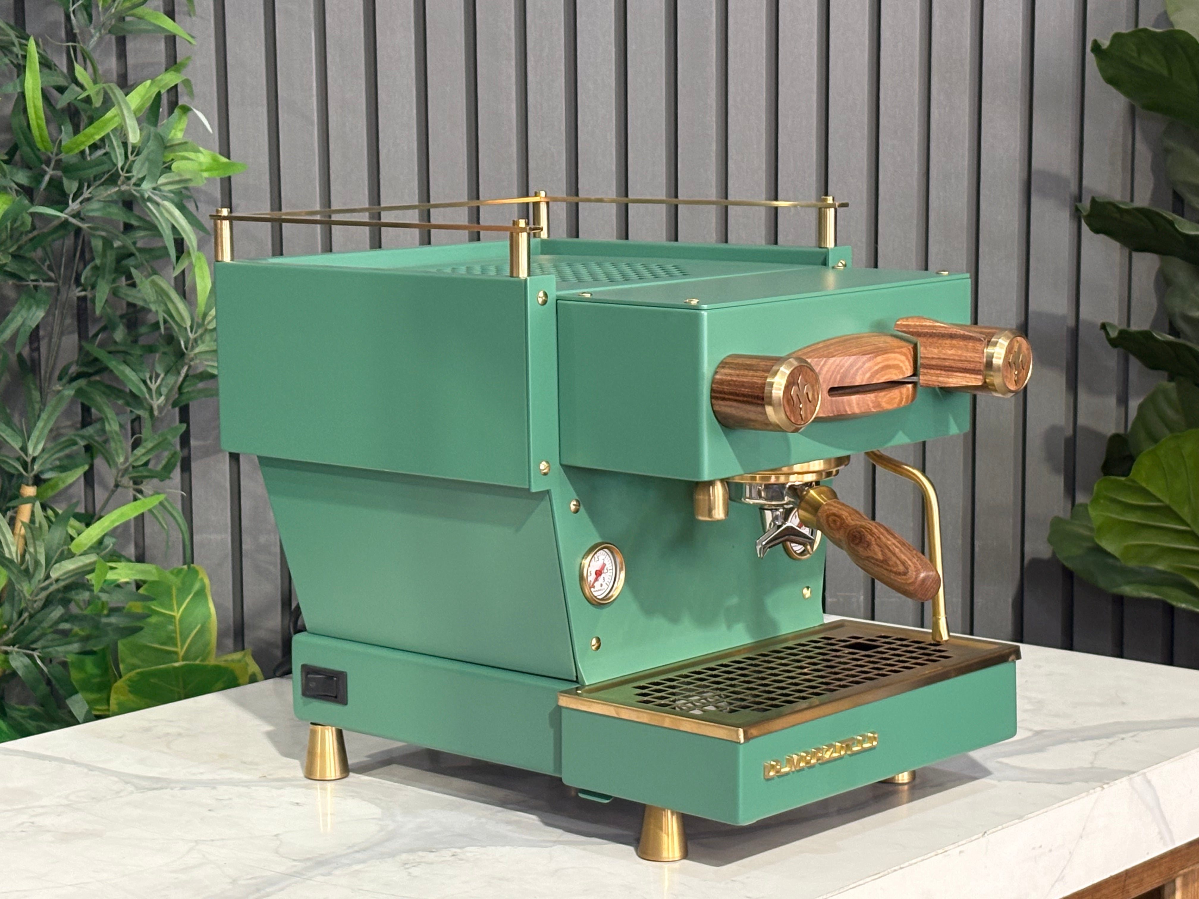 La Marzocco Linea Mini MP 1 Group Coffee Machine Green & Gold with Timber Kit - Used