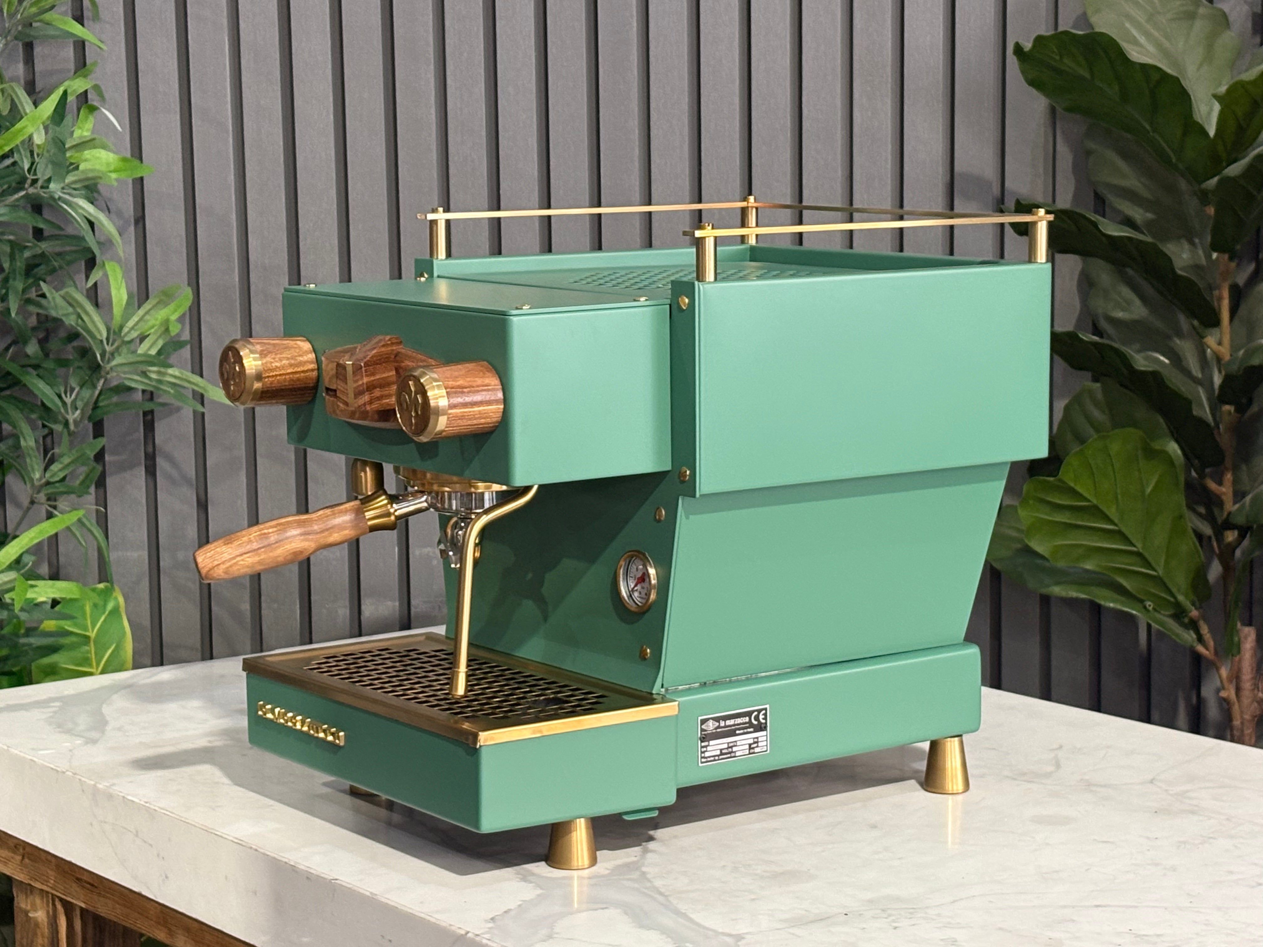 La Marzocco Linea Mini MP 1 Group Coffee Machine Green & Gold with Timber Kit - Used