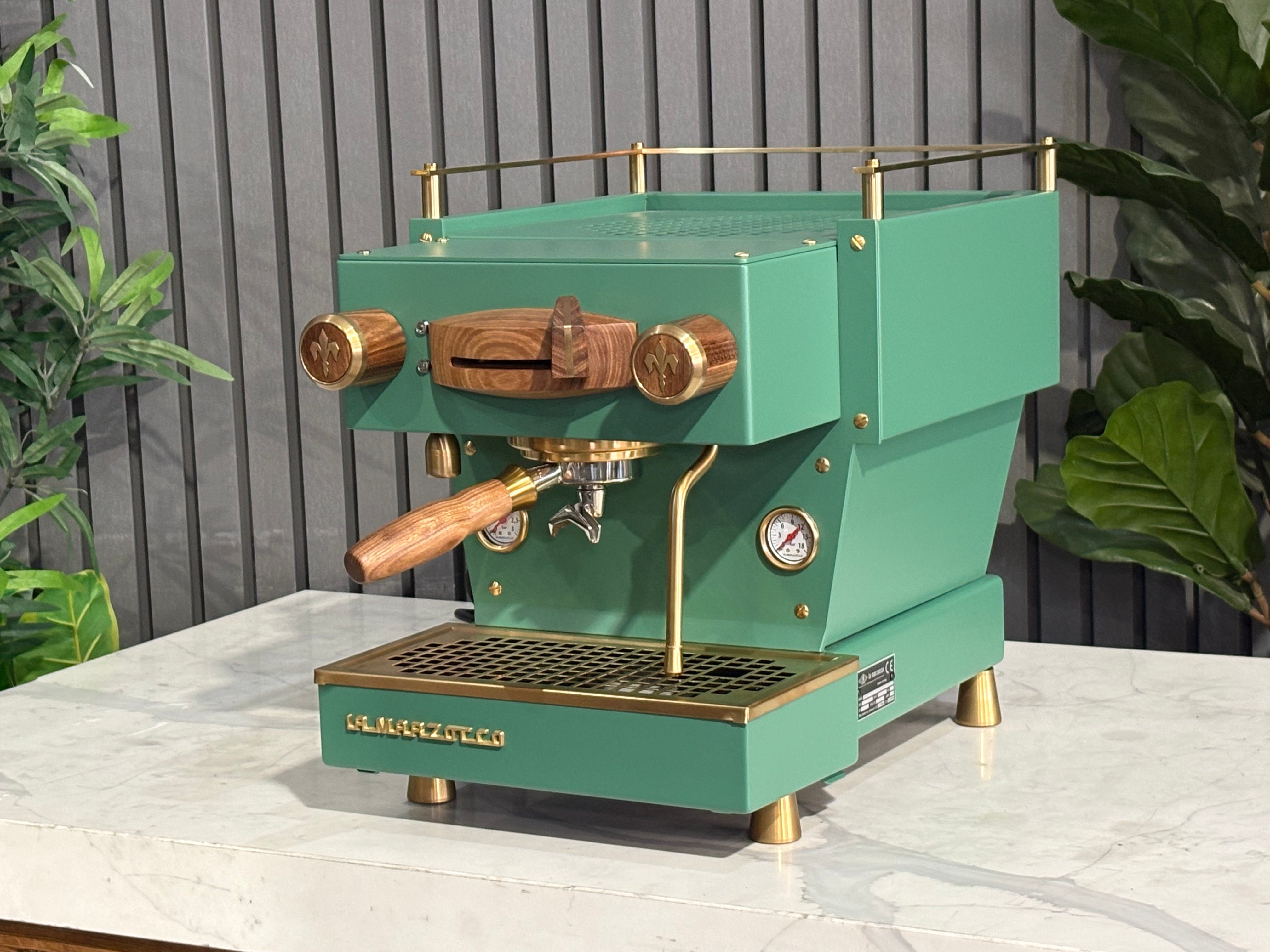 La Marzocco Linea Mini MP 1 Group Coffee Machine Green & Gold with Timber Kit - Used