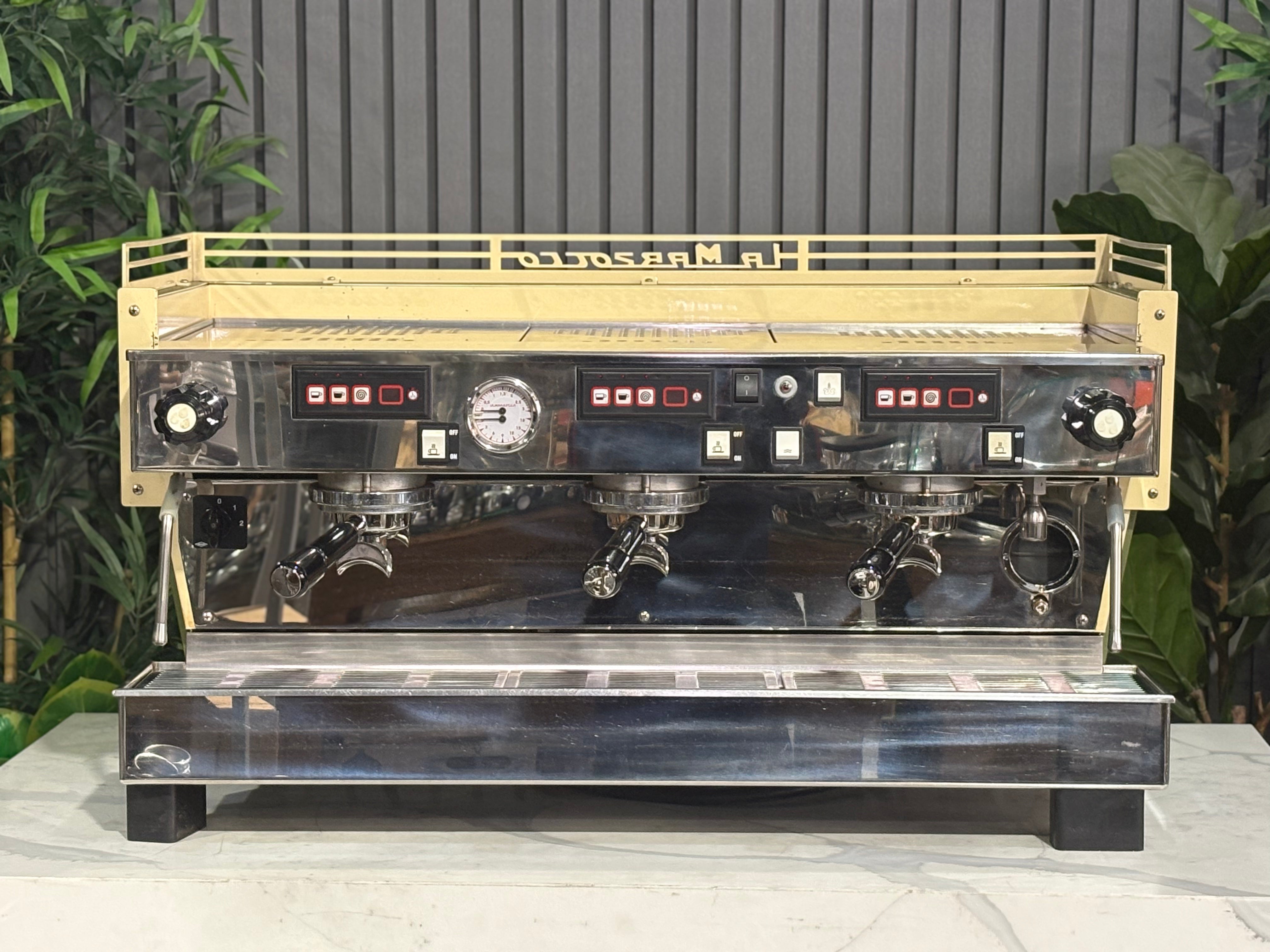 La Marzocco Linea Classic Green & Gold Cutout 3 Group Coffee Machine - Used