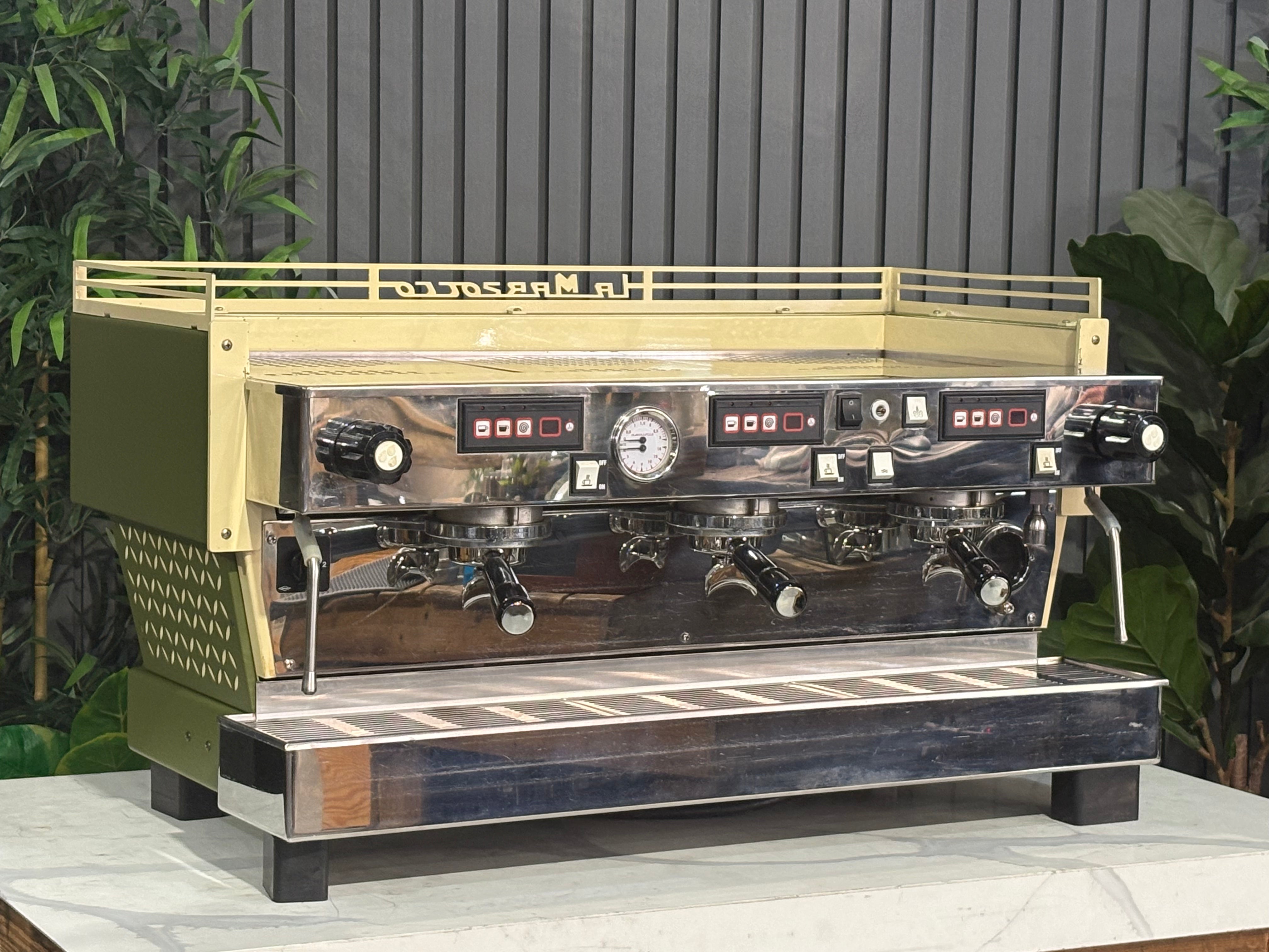 La Marzocco Linea Classic Green & Gold Cutout 3 Group Coffee Machine - Used