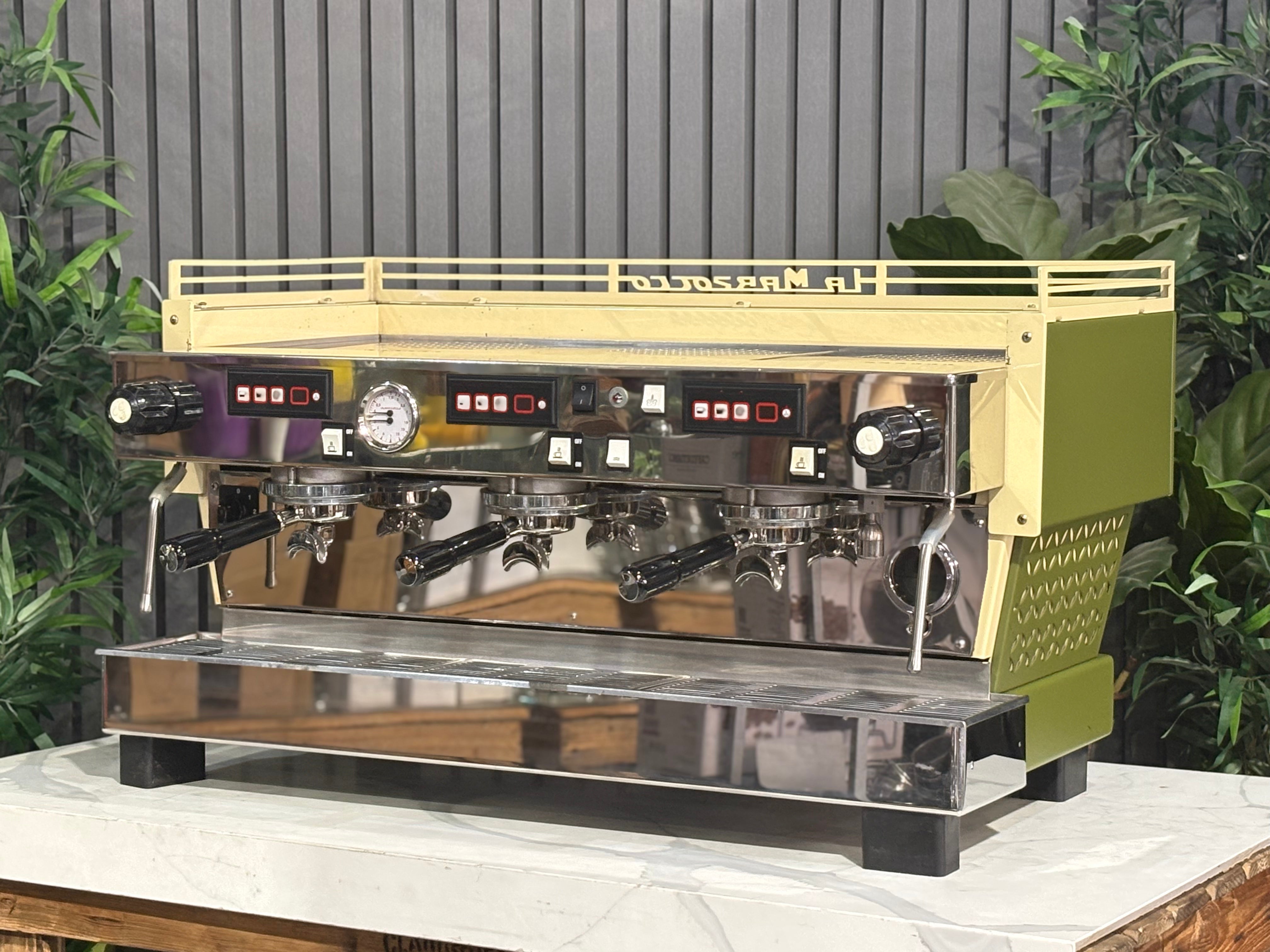 La Marzocco Linea Classic Green & Gold Cutout 3 Group Coffee Machine - Used