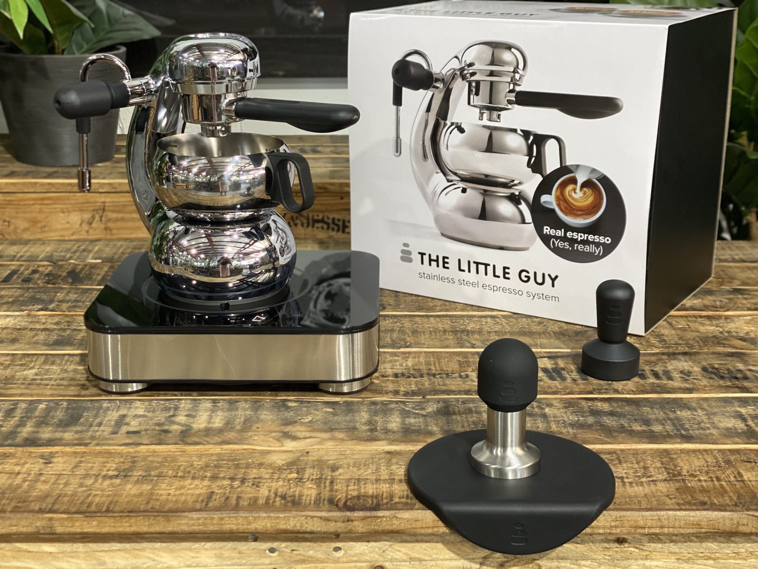 The Little Guy Stove Top With Tamper & Tamper Mat Stainless- New