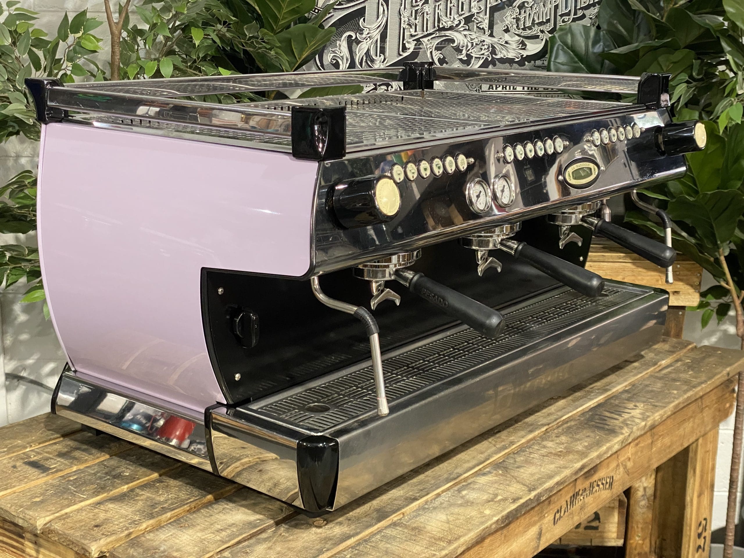 La Marzocco GB5 3 Group  Violet & Black Splashback