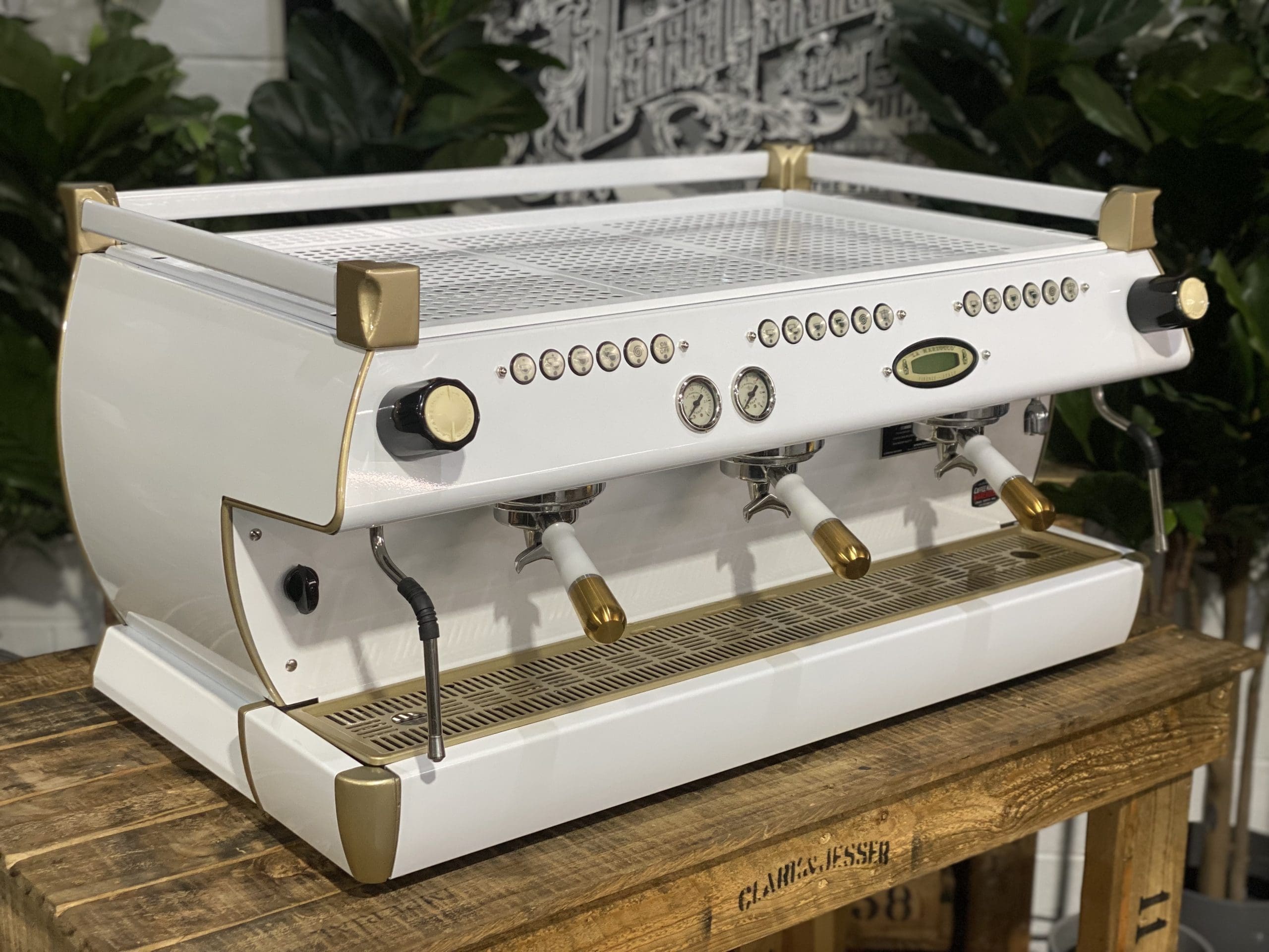 La Marzocco GB5 Group White & Gold W. Pesado Group Handles