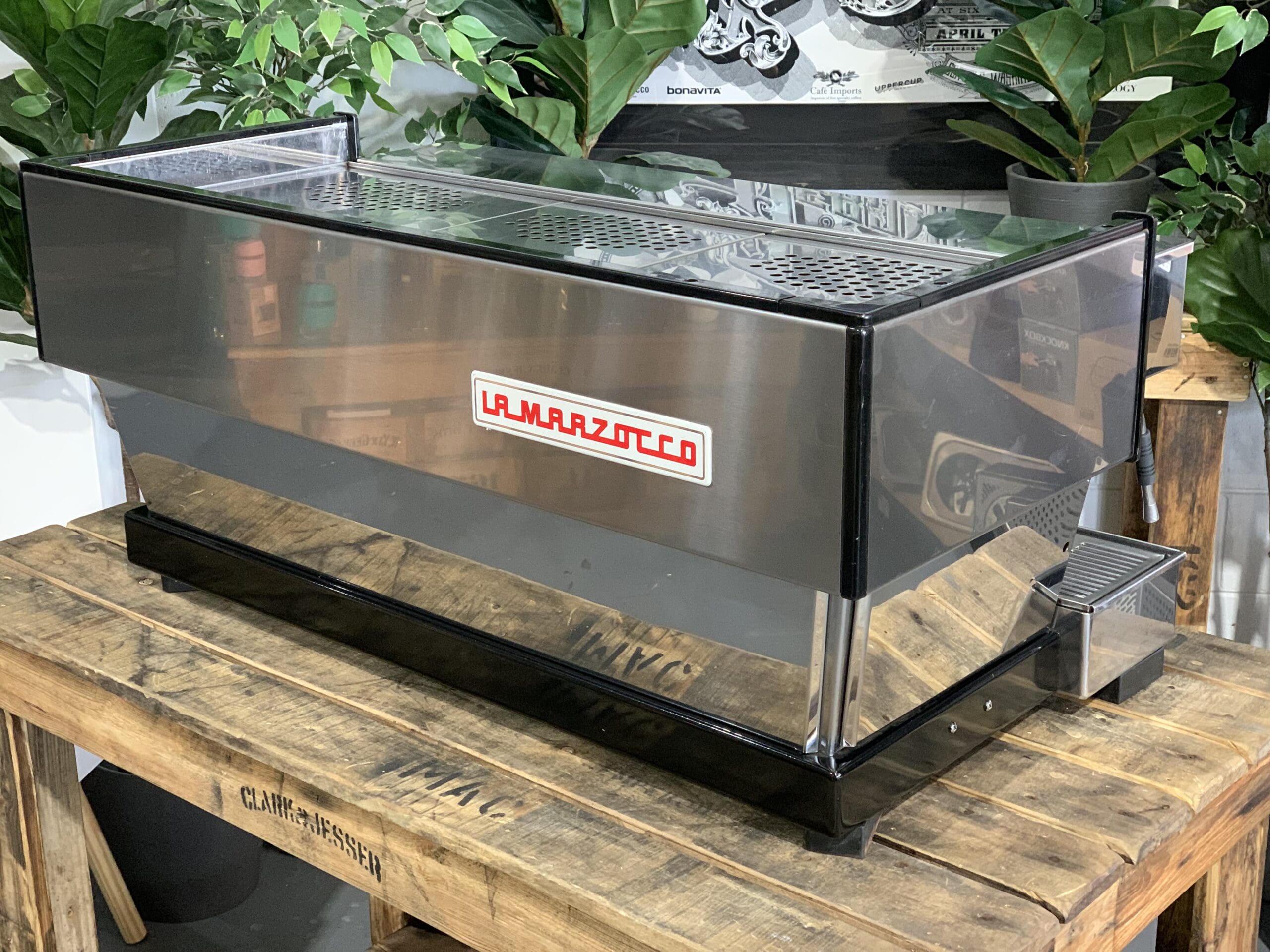 La Marzocco Linea Classic Huon Pine Timber MP 3 Group Stainless Steel