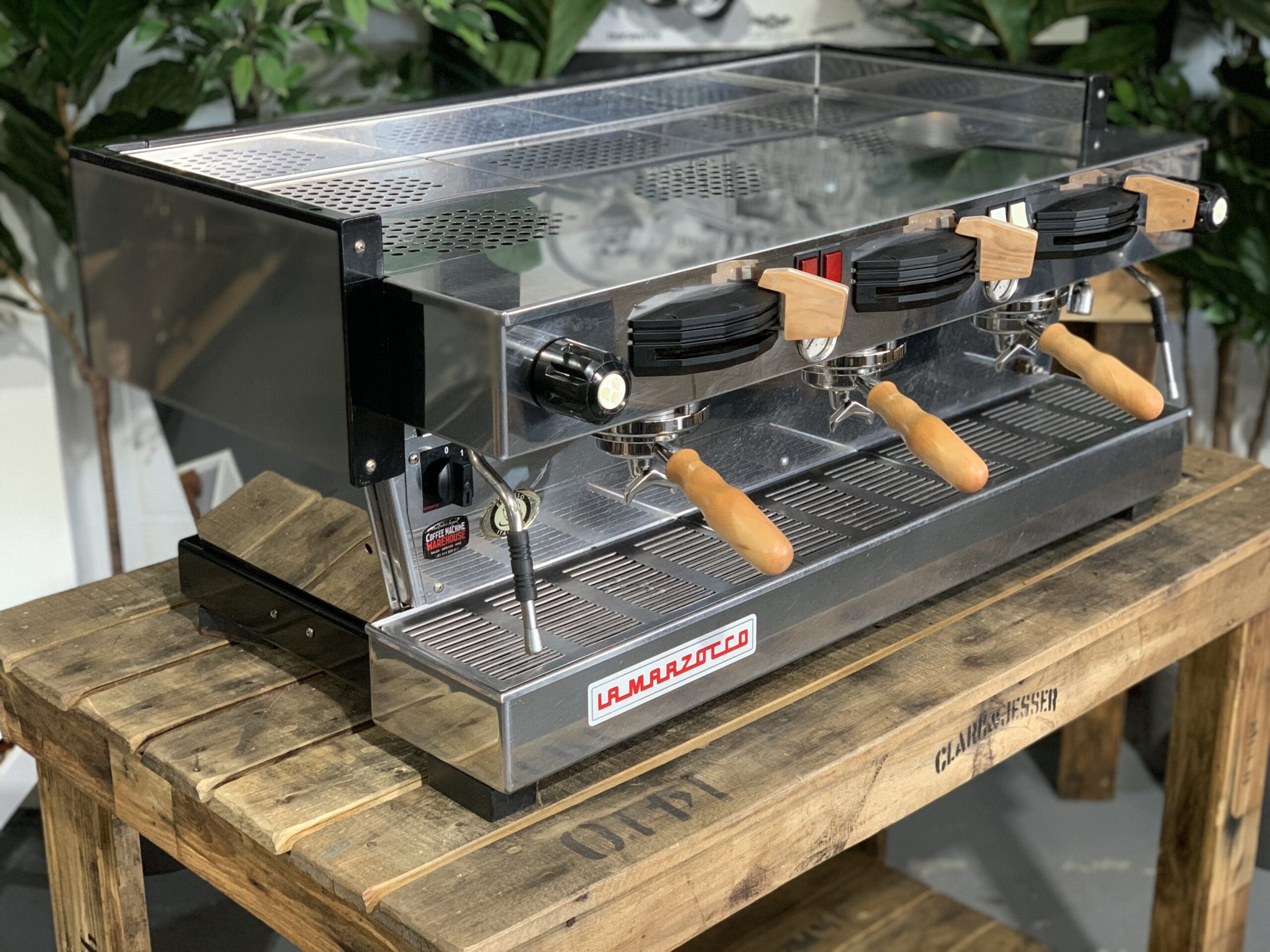 La Marzocco Linea Classic Huon Pine Timber MP 3 Group Stainless Steel