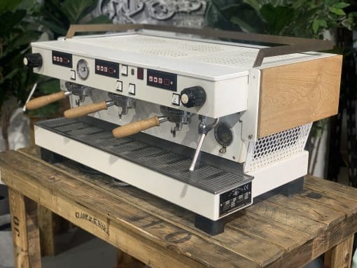 La Marzocco Linea 3 Group White & Timber Cut Out with Chronos