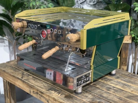 La Marzocco Linea PB 2 Group Green & Gold w. Timber