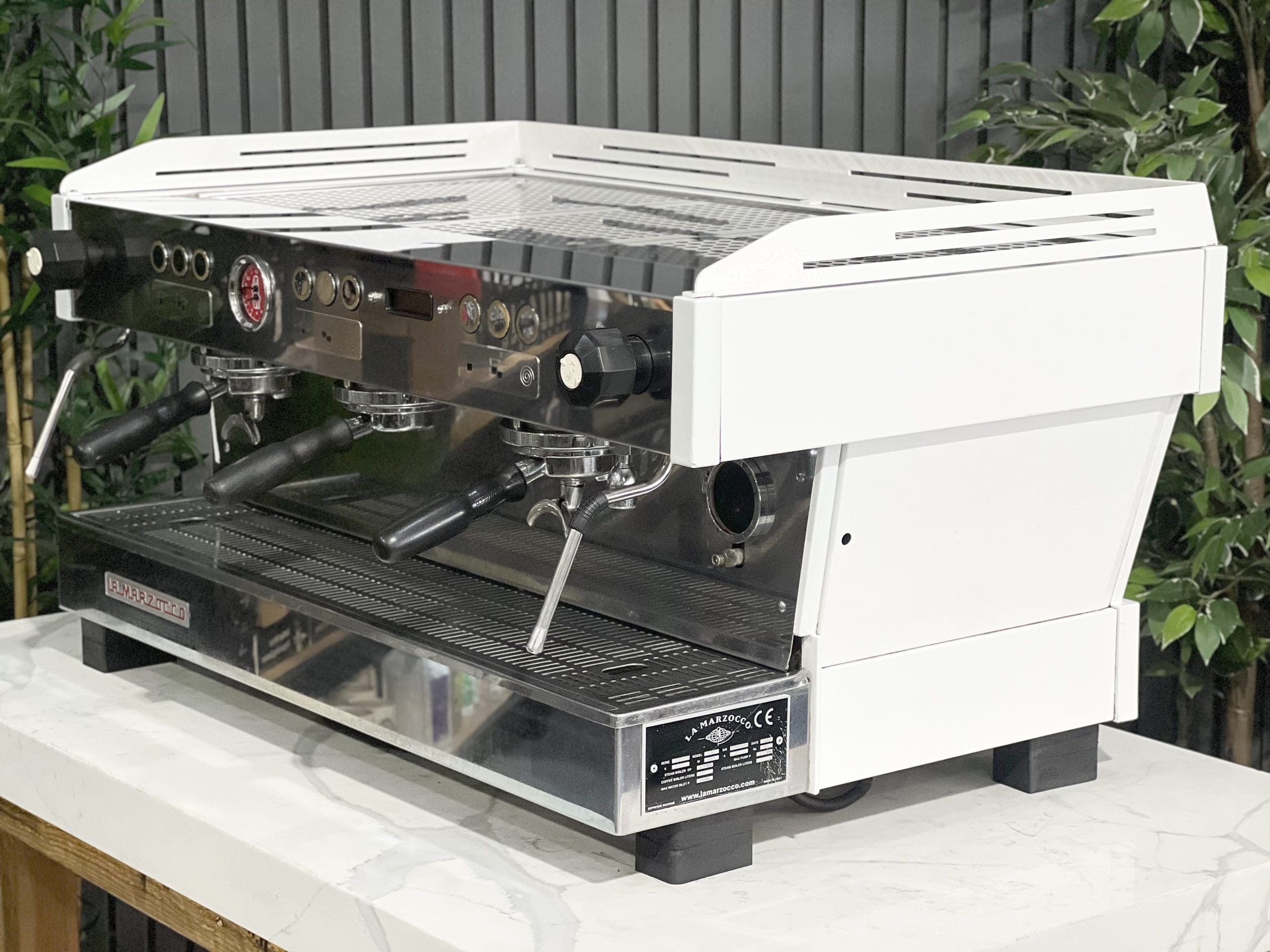 La Marzocco Linea PB 3 Group Stainless & White w/ Green Accents