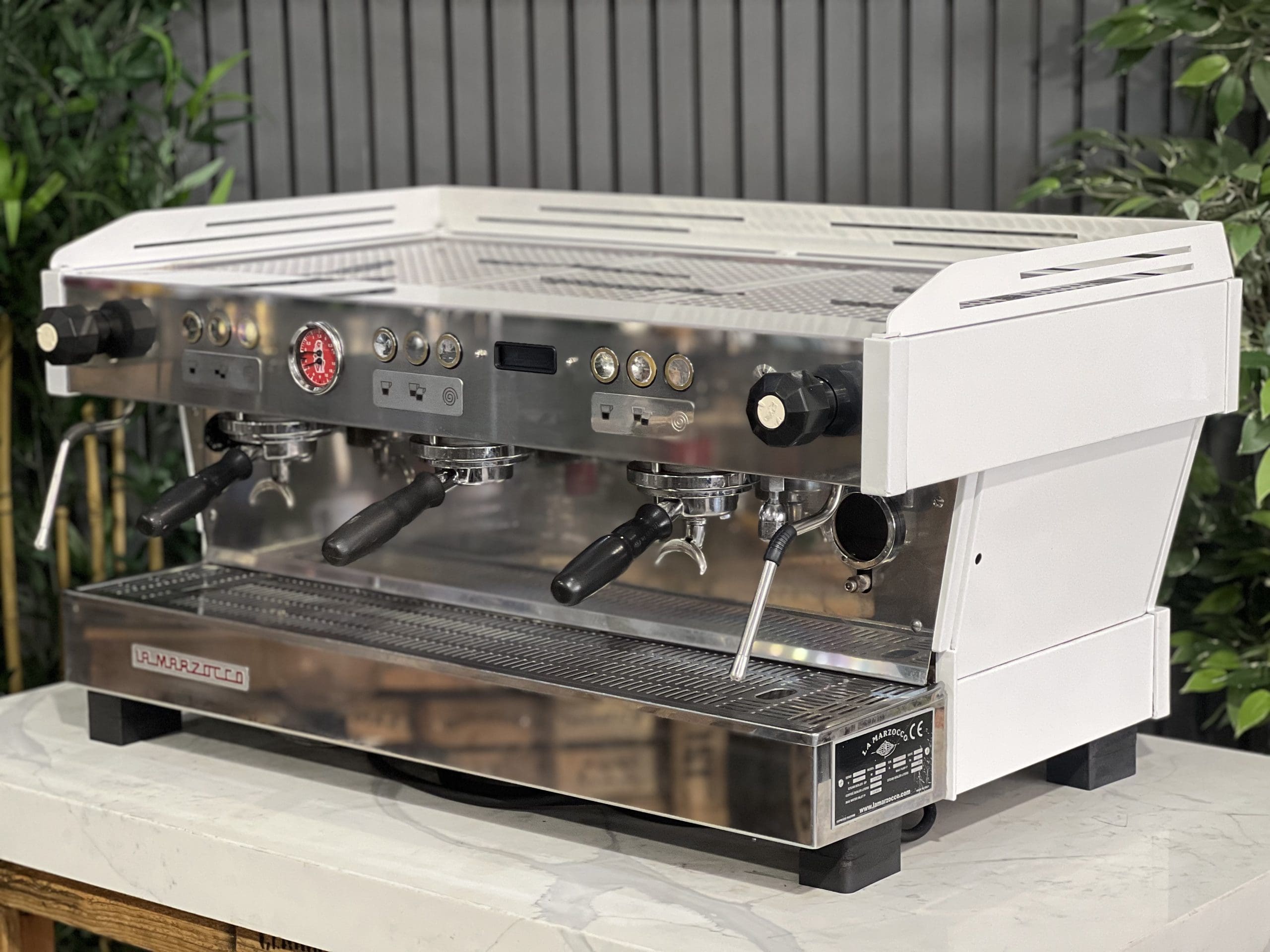 La Marzocco Linea PB 3 Group Stainless & White w/ Green Accents