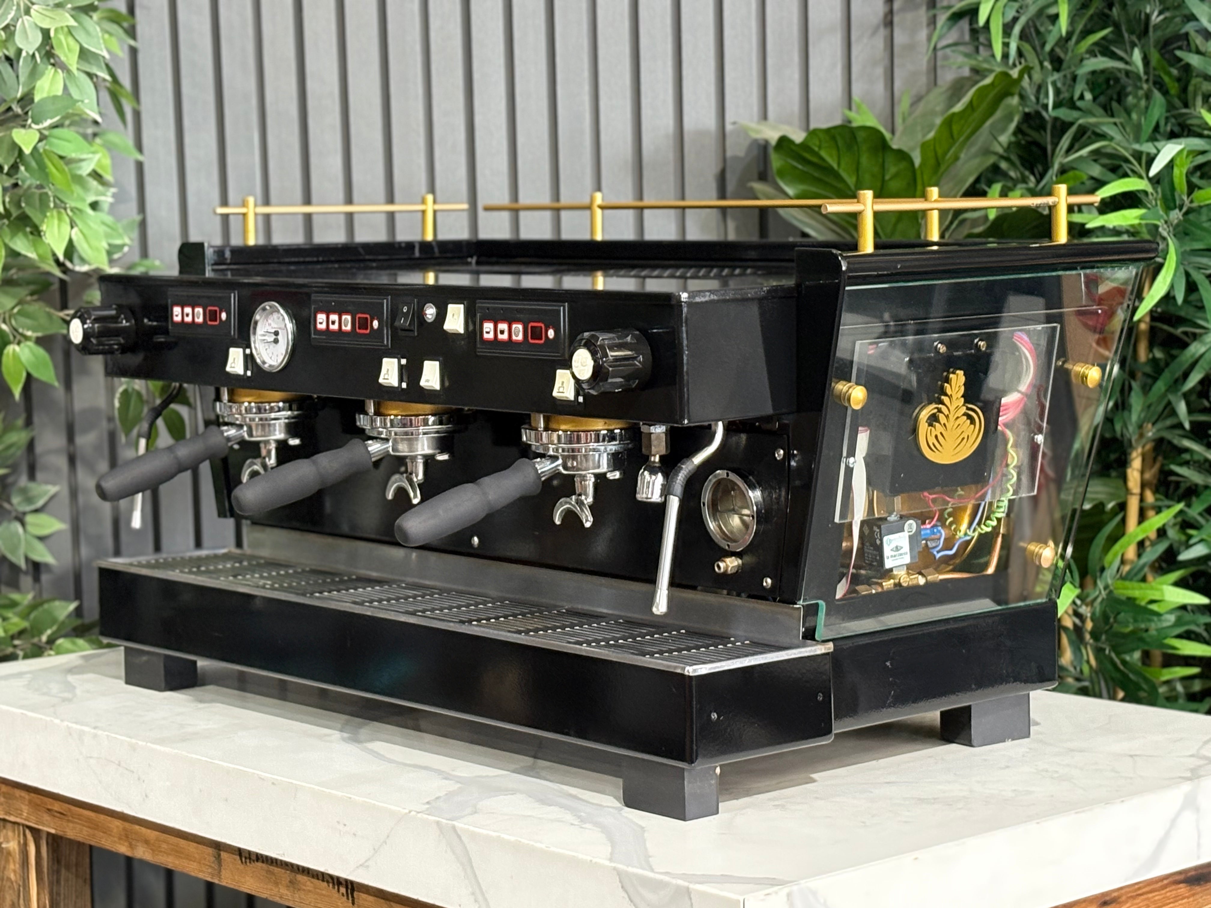 La Marzocco FB70 3 Group Custom Glass Body - Black & Gold