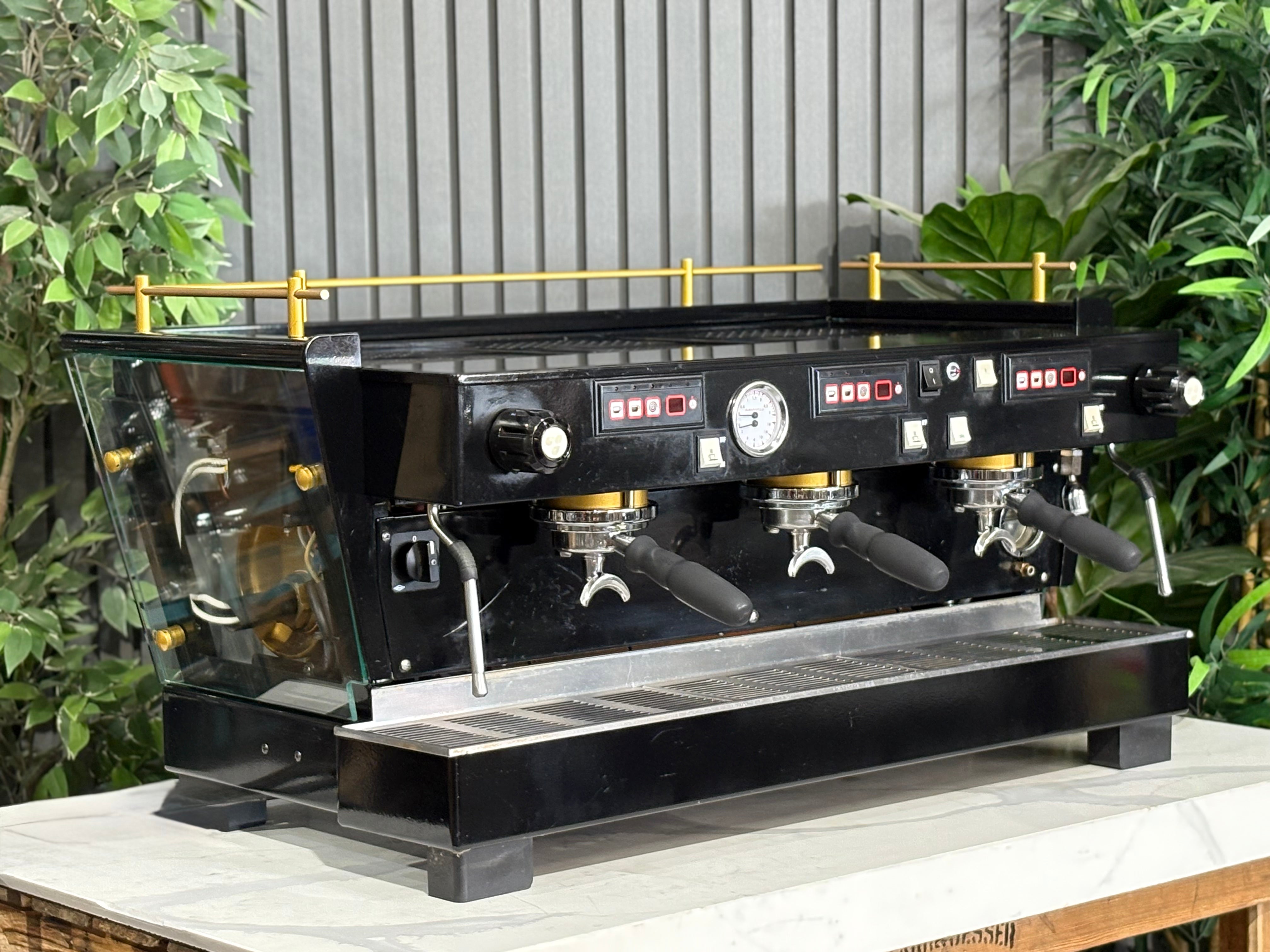 La Marzocco FB70 3 Group Custom Glass Body - Black & Gold