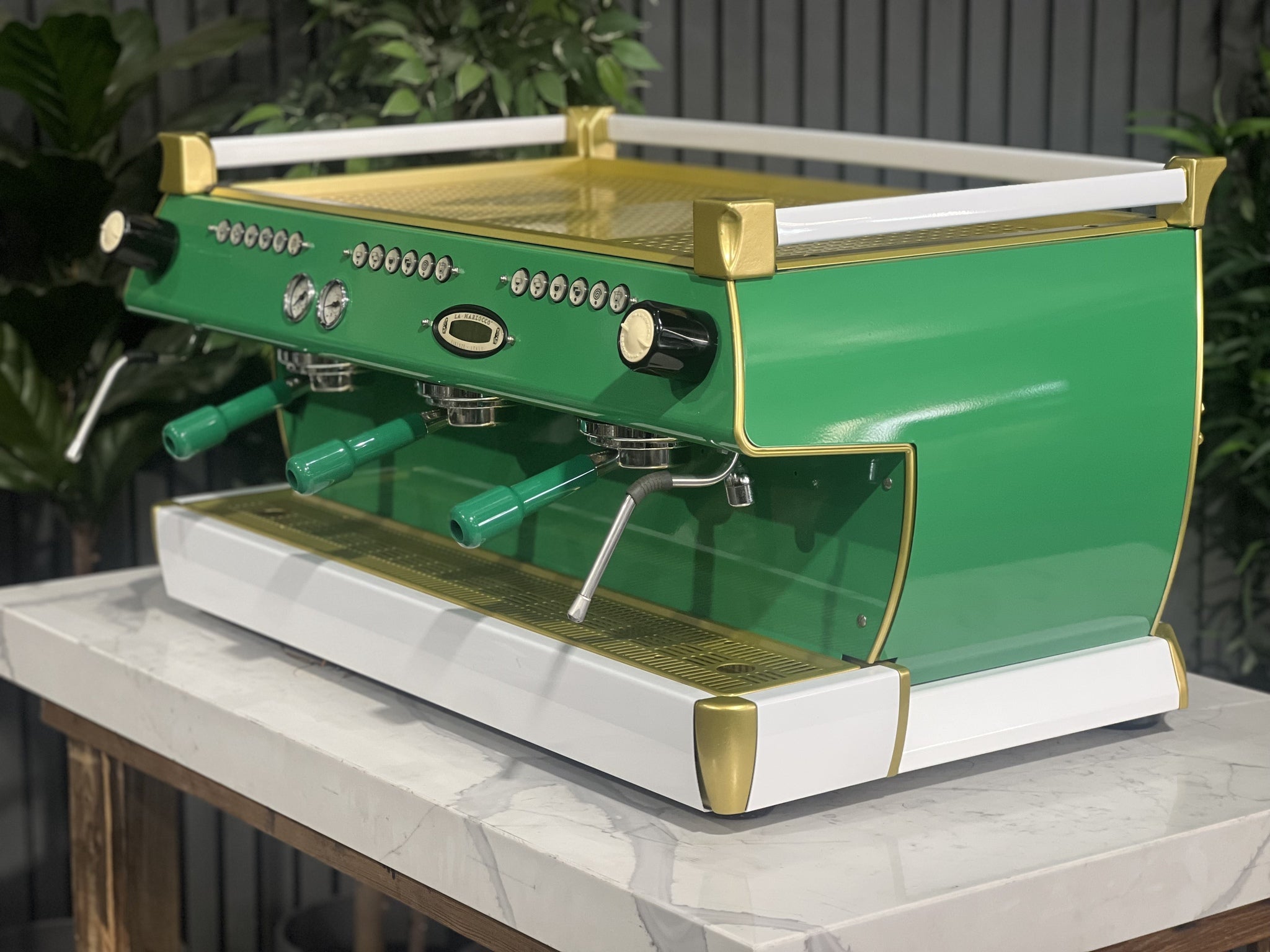 La Marzocco GB5 3 Group Green, White & Gold