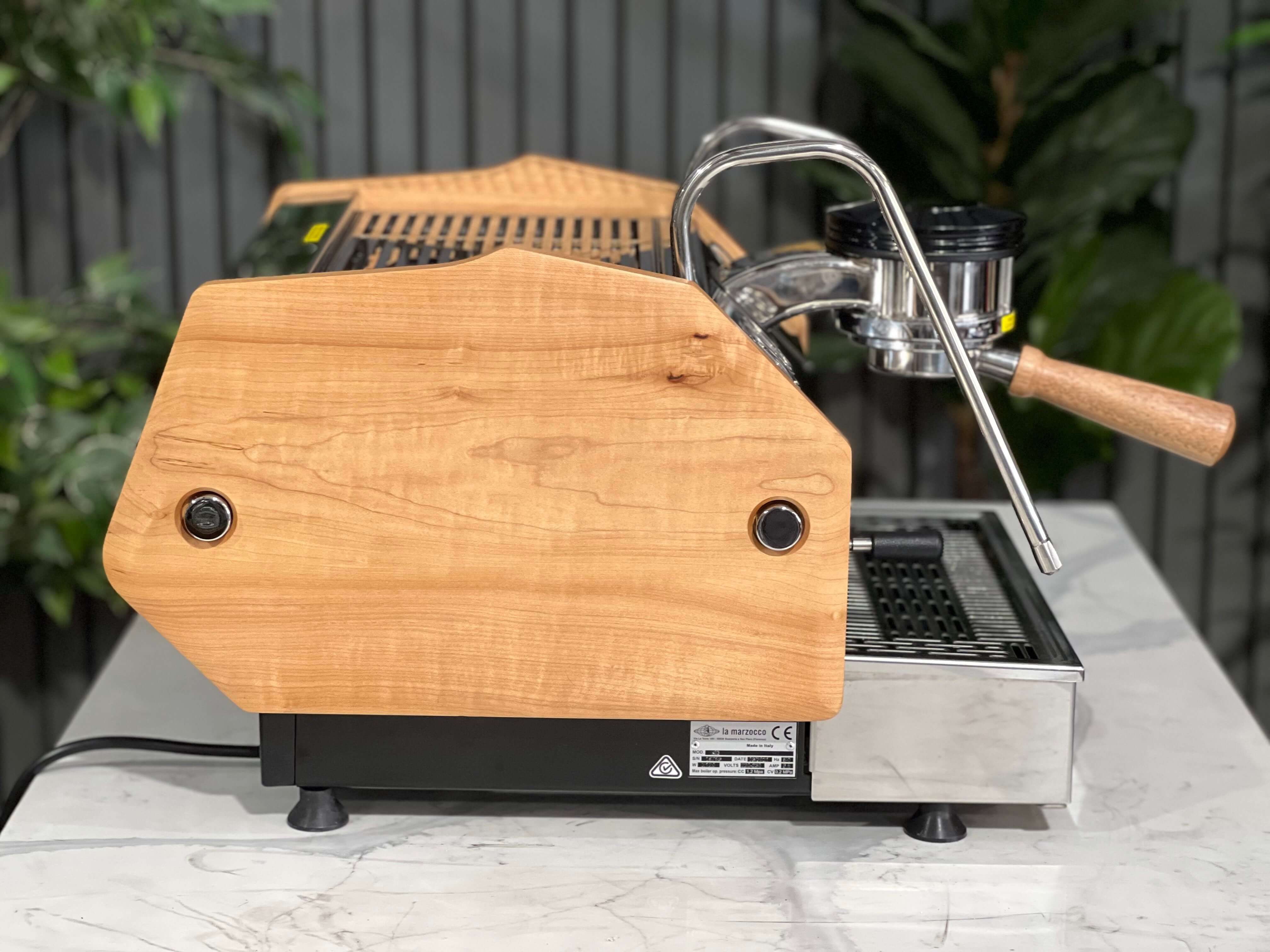 La Marzocco Gs3 Av 1 Group Espresso Coffee Machine - Stainless With Timber Sides & Handles