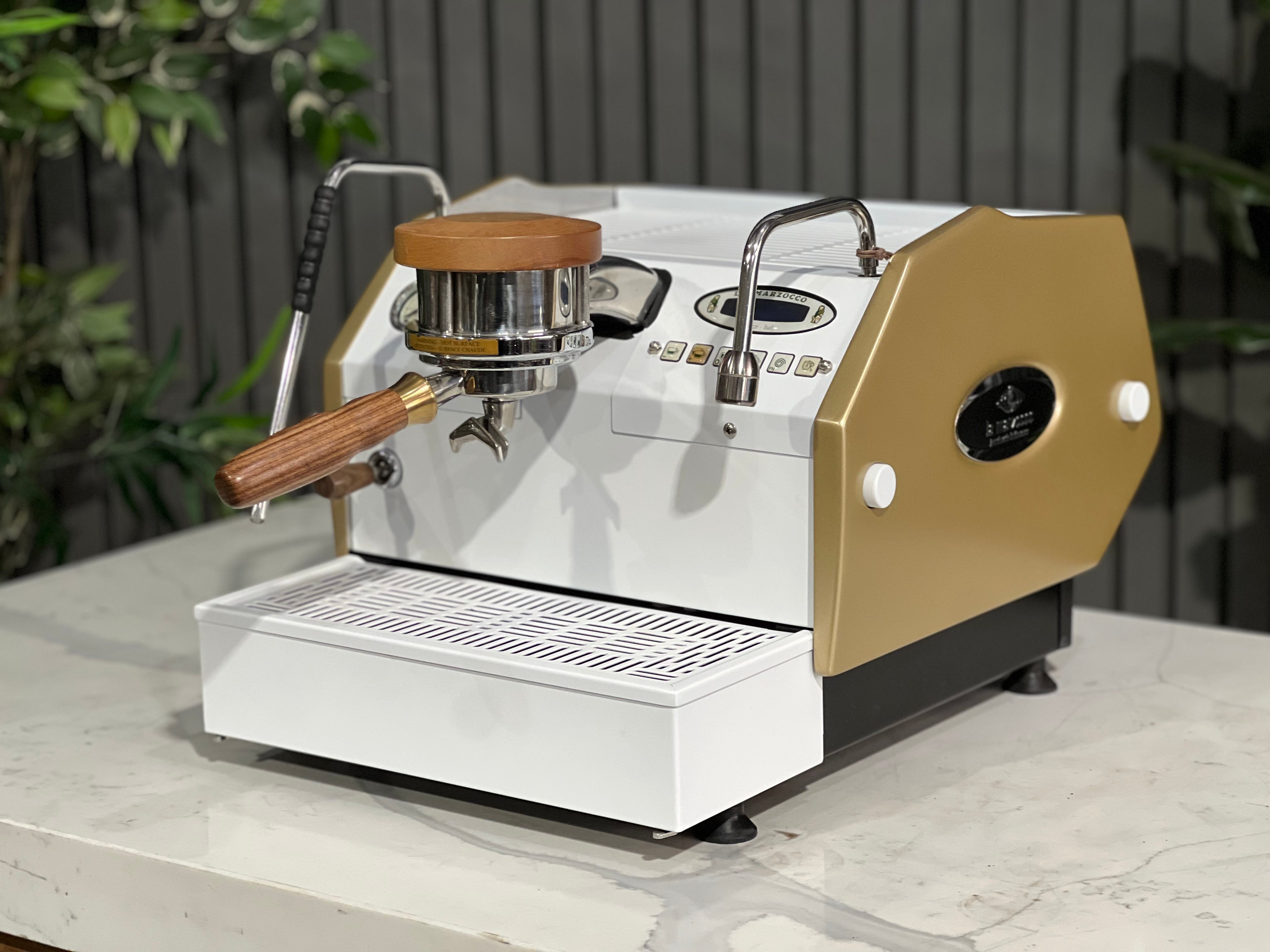 La Marzocco Gs3 Av 1 Group Espresso Coffee Machine White , Gold & Timber