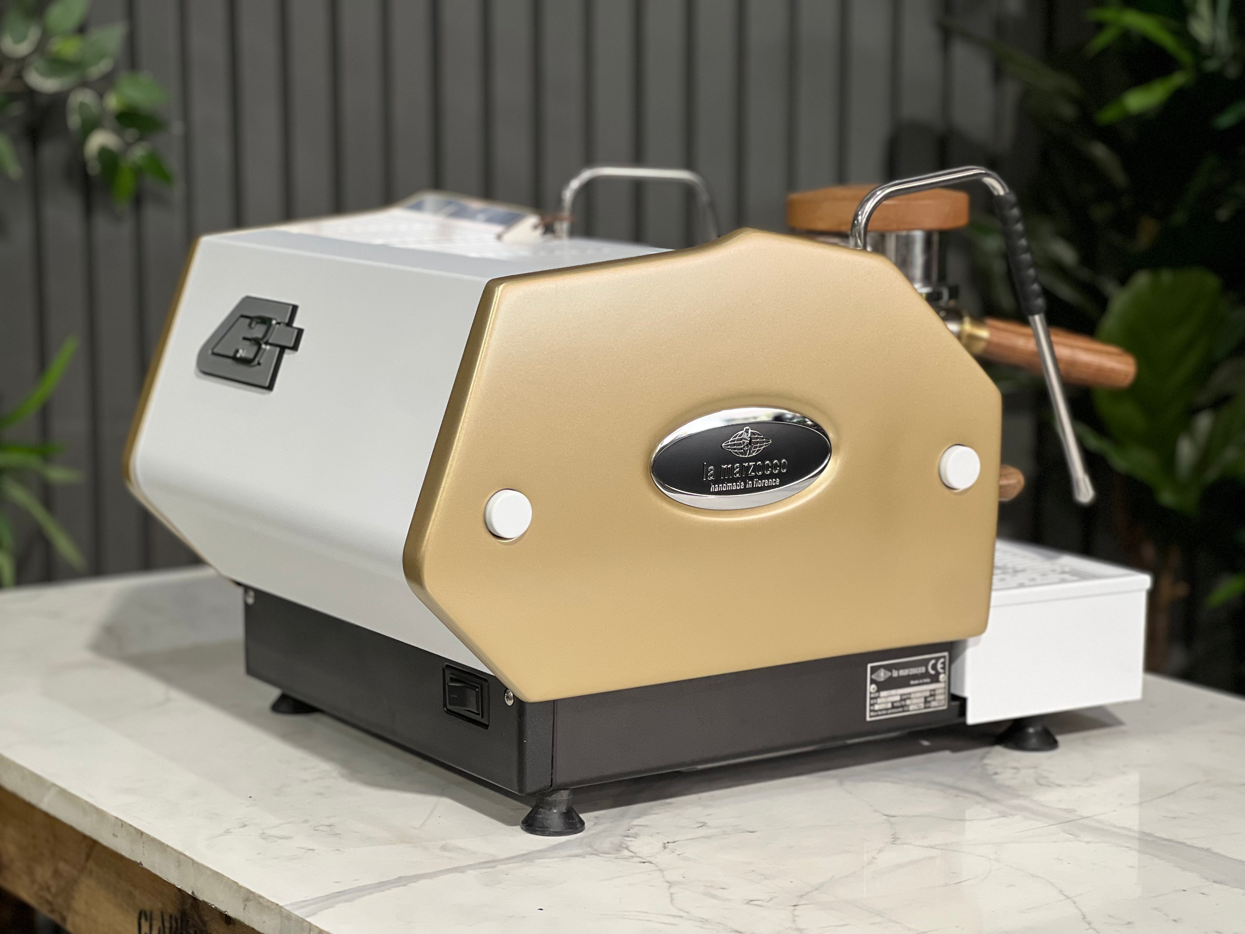 La Marzocco Gs3 Av 1 Group Espresso Coffee Machine White , Gold & Timber