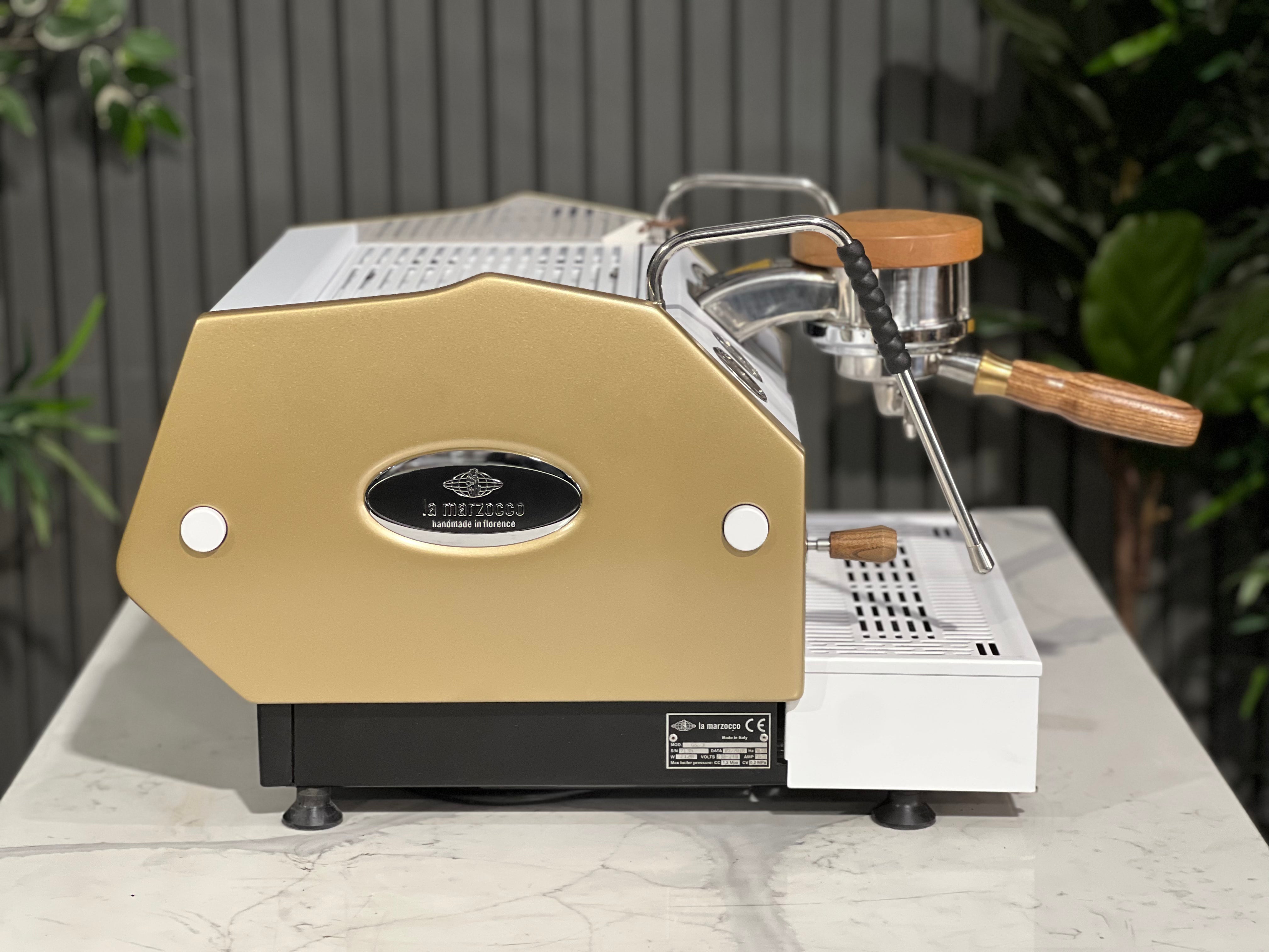 La Marzocco Gs3 Av 1 Group Espresso Coffee Machine White , Gold & Timber