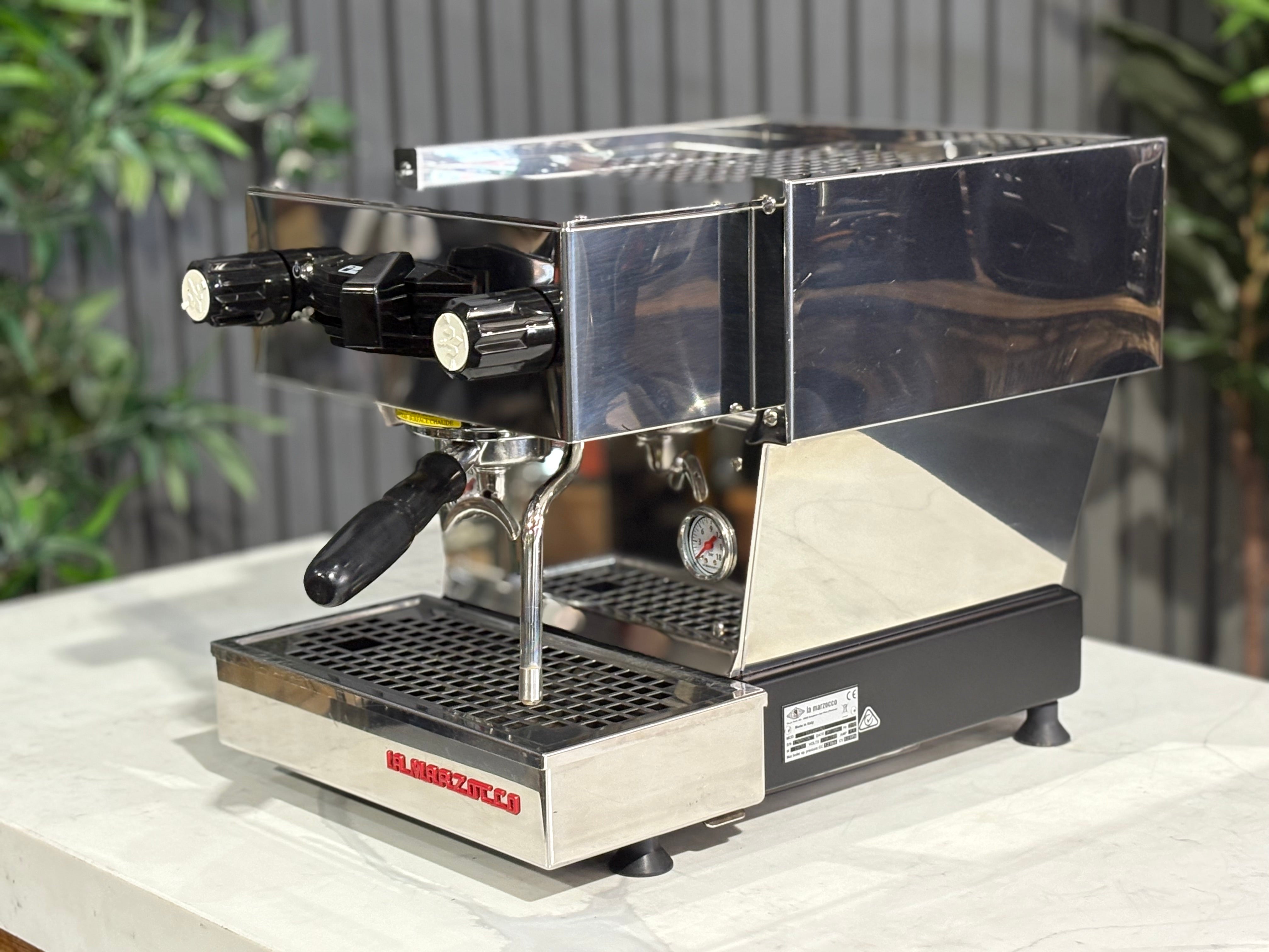 La Marzocco Linea Mini MP 1 Group Coffee Machine Stainless - Used on display with stainless steel finish and controls.