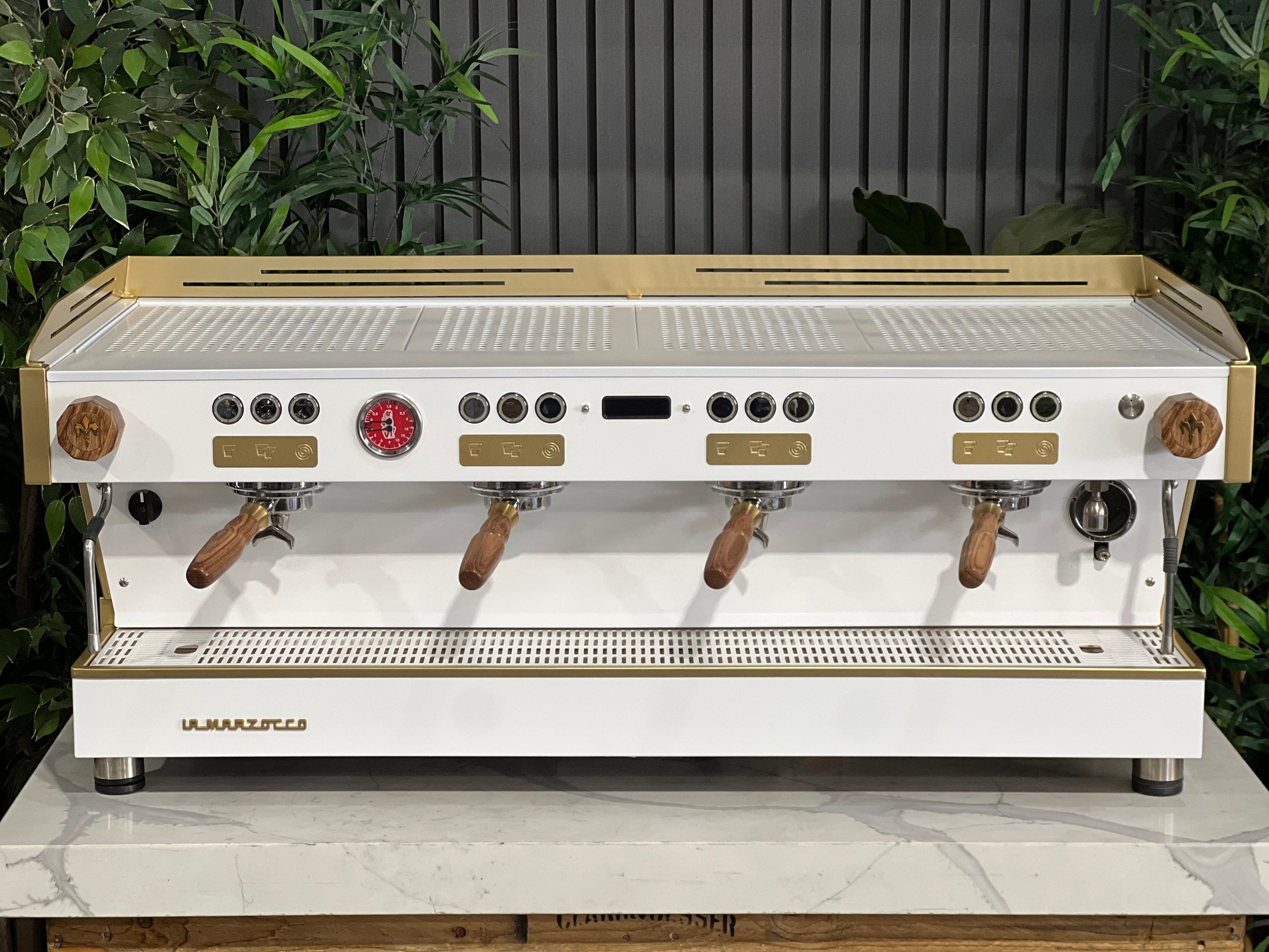 La Marzocco Linea PB 4 Group Coffee Machine White & Gold WOWA Accessories