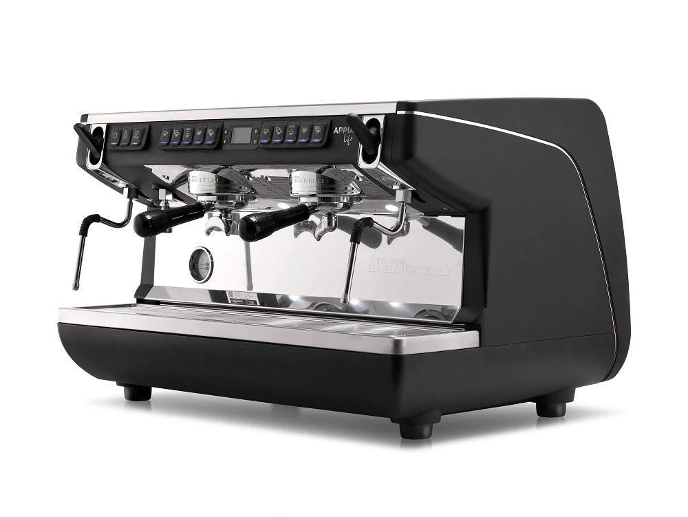Black espresso machine on a white background coffee machine warehouse