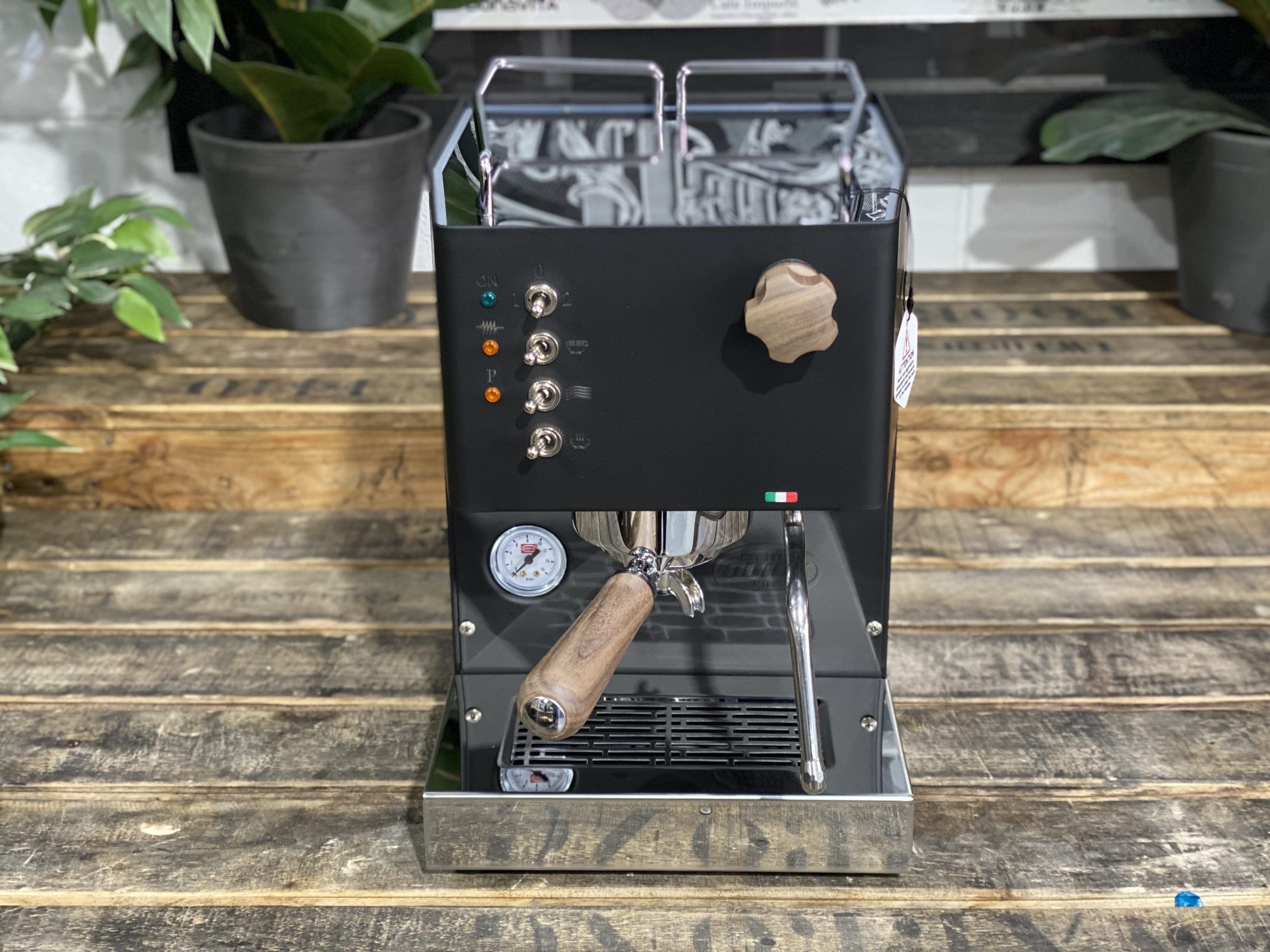 Quick Mill Pippa 1 Group Black & Timber New Espresso Coffee Machine 1858 Princes Highway , Clayton VIC 3168 Coffee Machine Warehouse