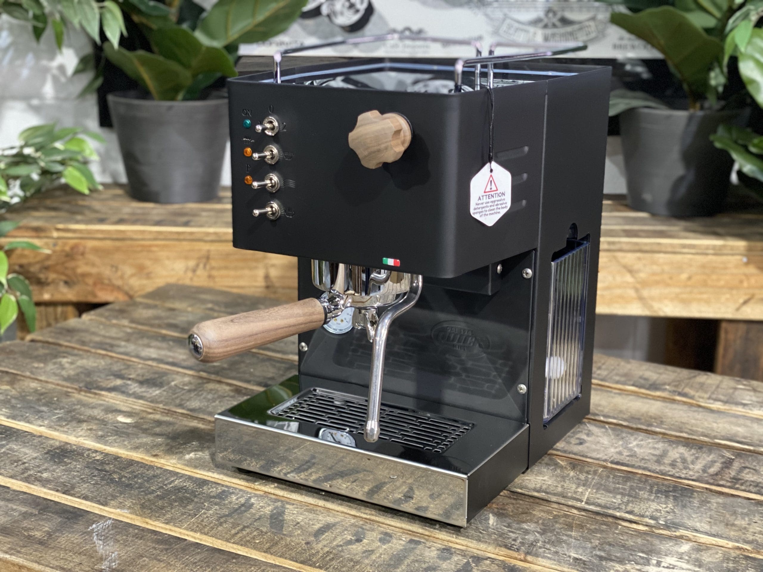 Quick Mill Pippa 1 Group Black & Timber New Espresso Coffee Machine 1858 Princes Highway , Clayton VIC 3168 Coffee Machine Warehouse