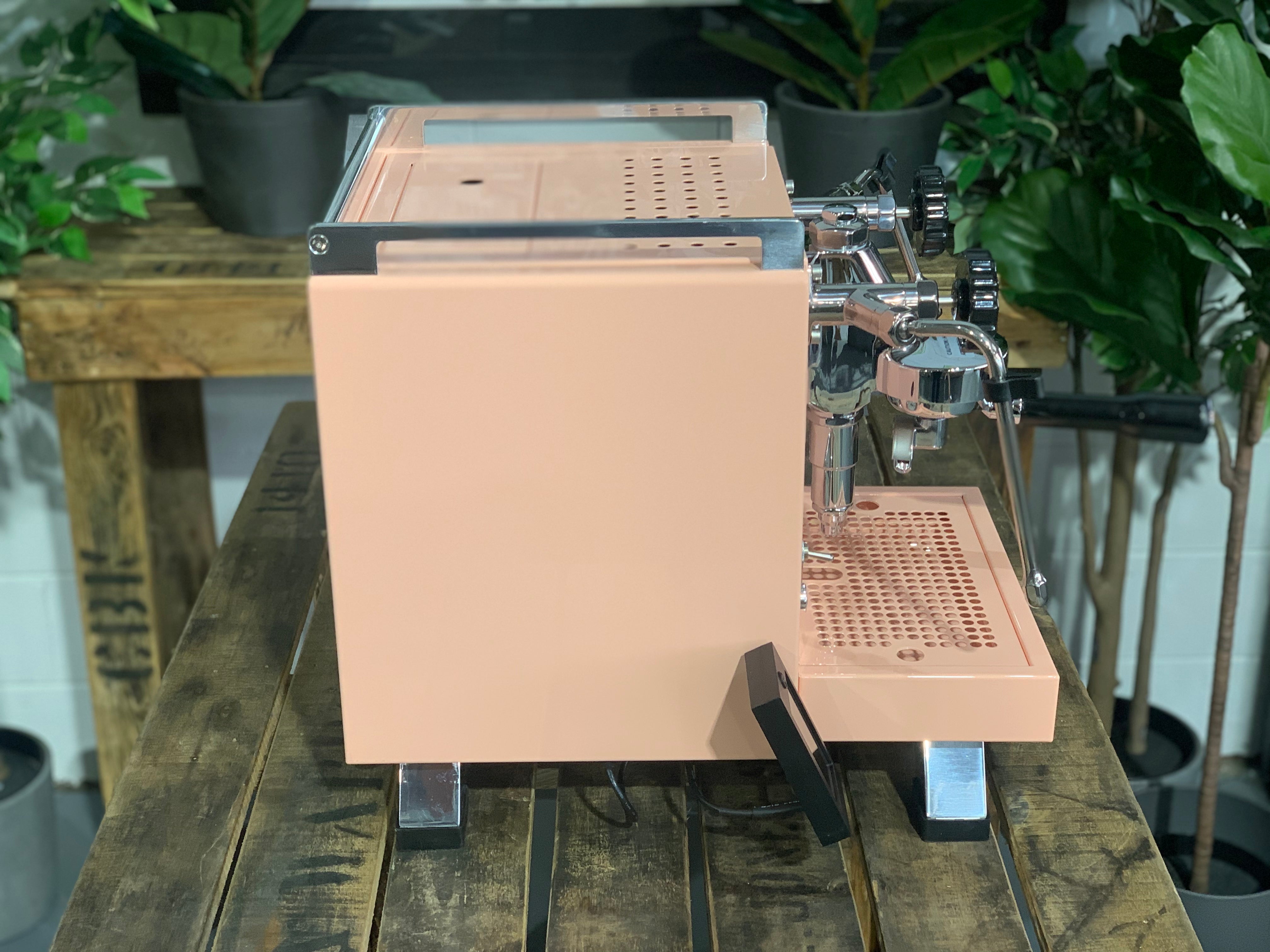 Rocket Cinquantotto R58 1 Group Coffee Machine Pink - New side view showcasing its design and features.