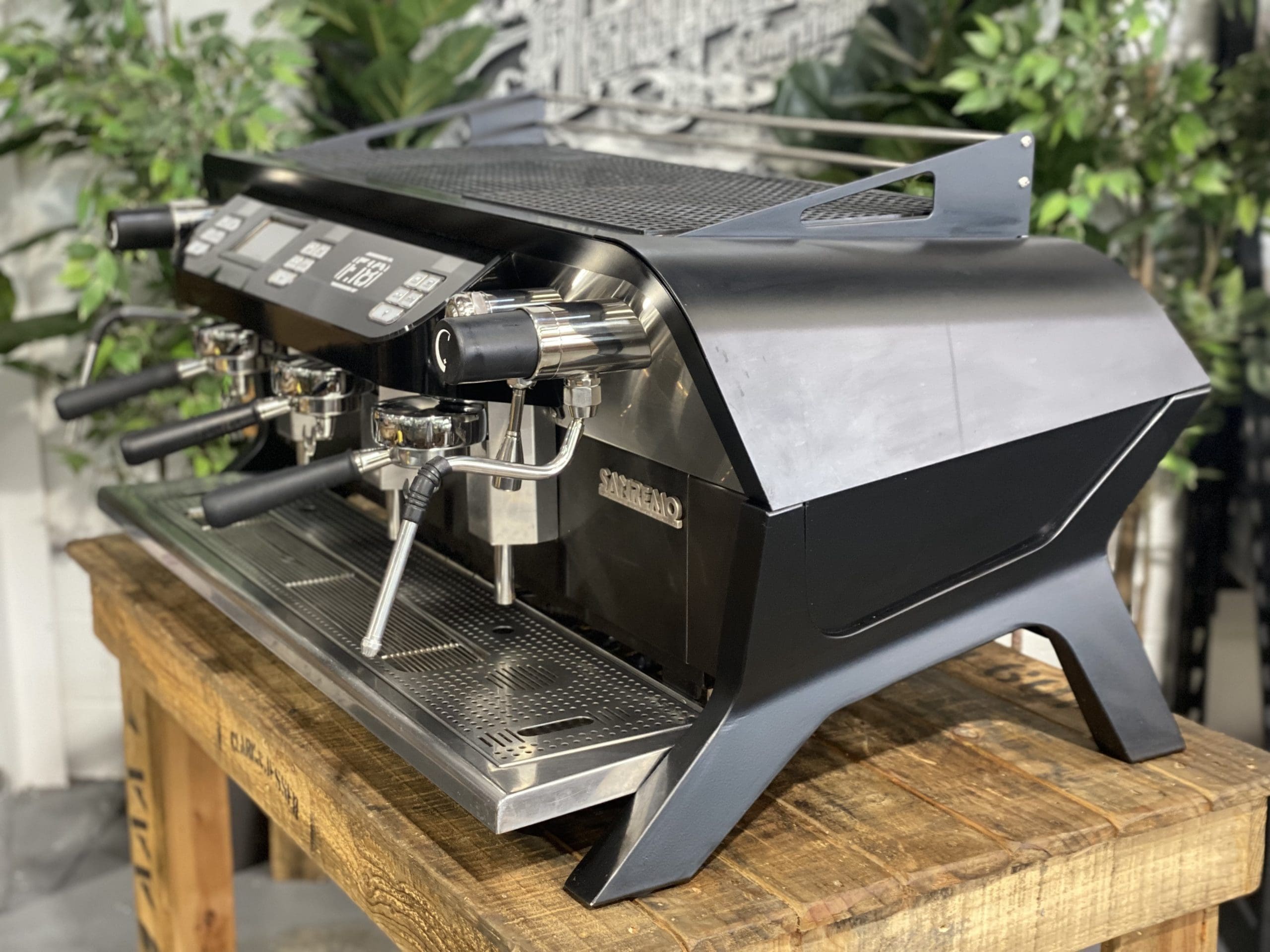 San-Remo-F18-3-Group-Used-Black-Espresso-Coffee-Machine-1858-Princes-Highway-Clayton