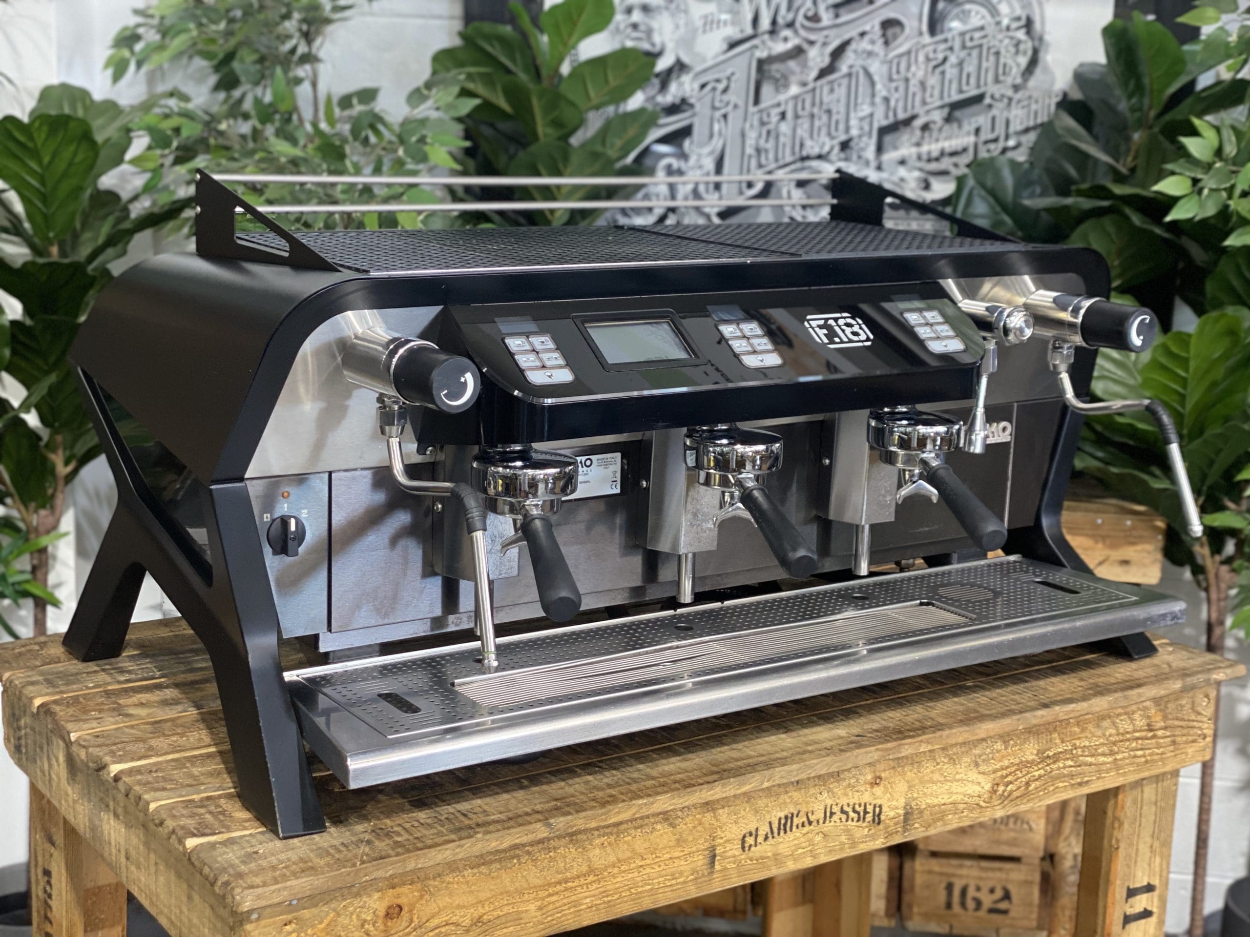 San-Remo-F18-3-Group-Used-Black-Espresso-Coffee-Machine-1858-Princes-Highway-Clayton