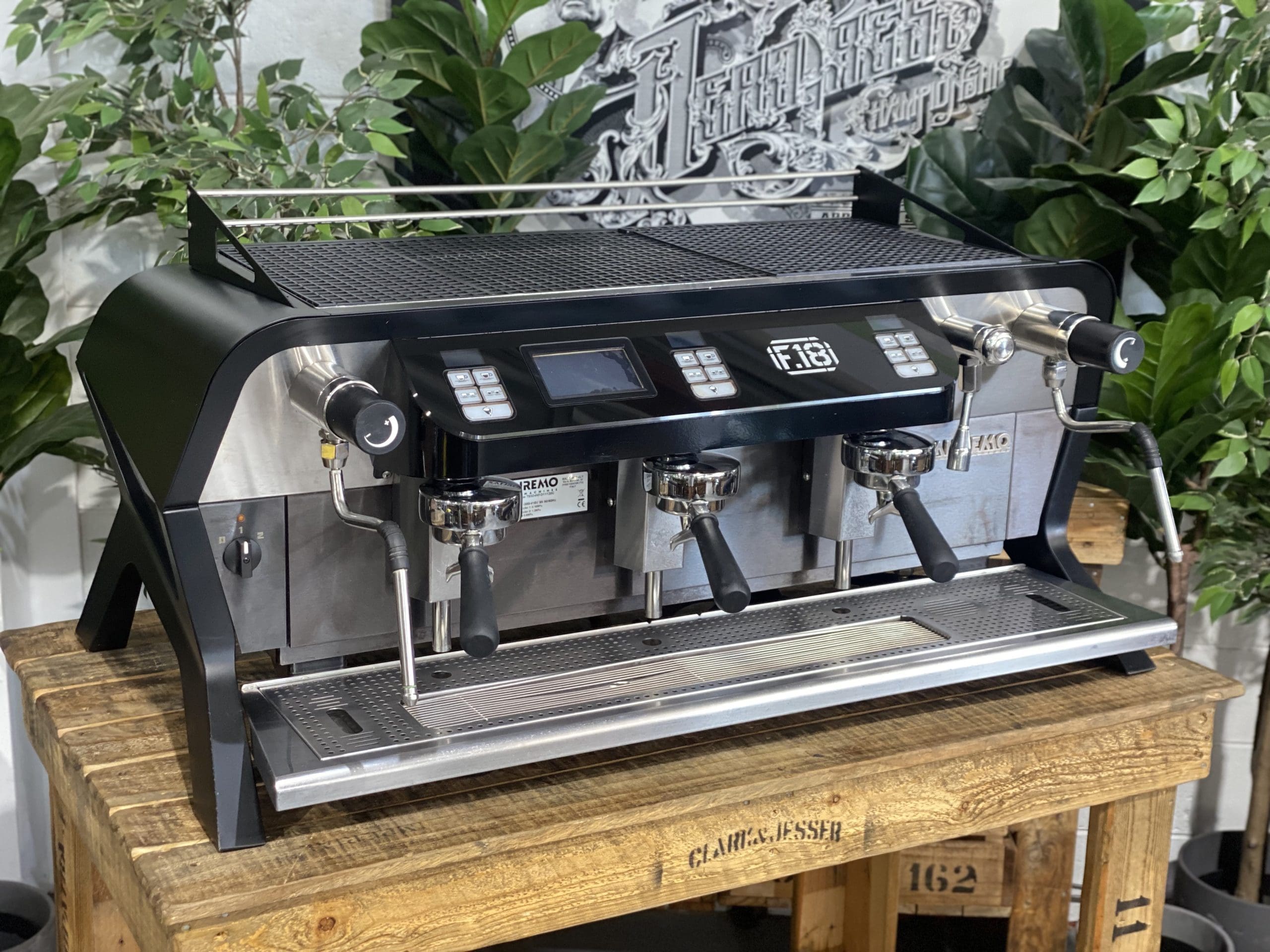 San-Remo-F18-3-Group-Used-Black-Espresso-Coffee-Machine-1858-Princes-Highway-Clayton