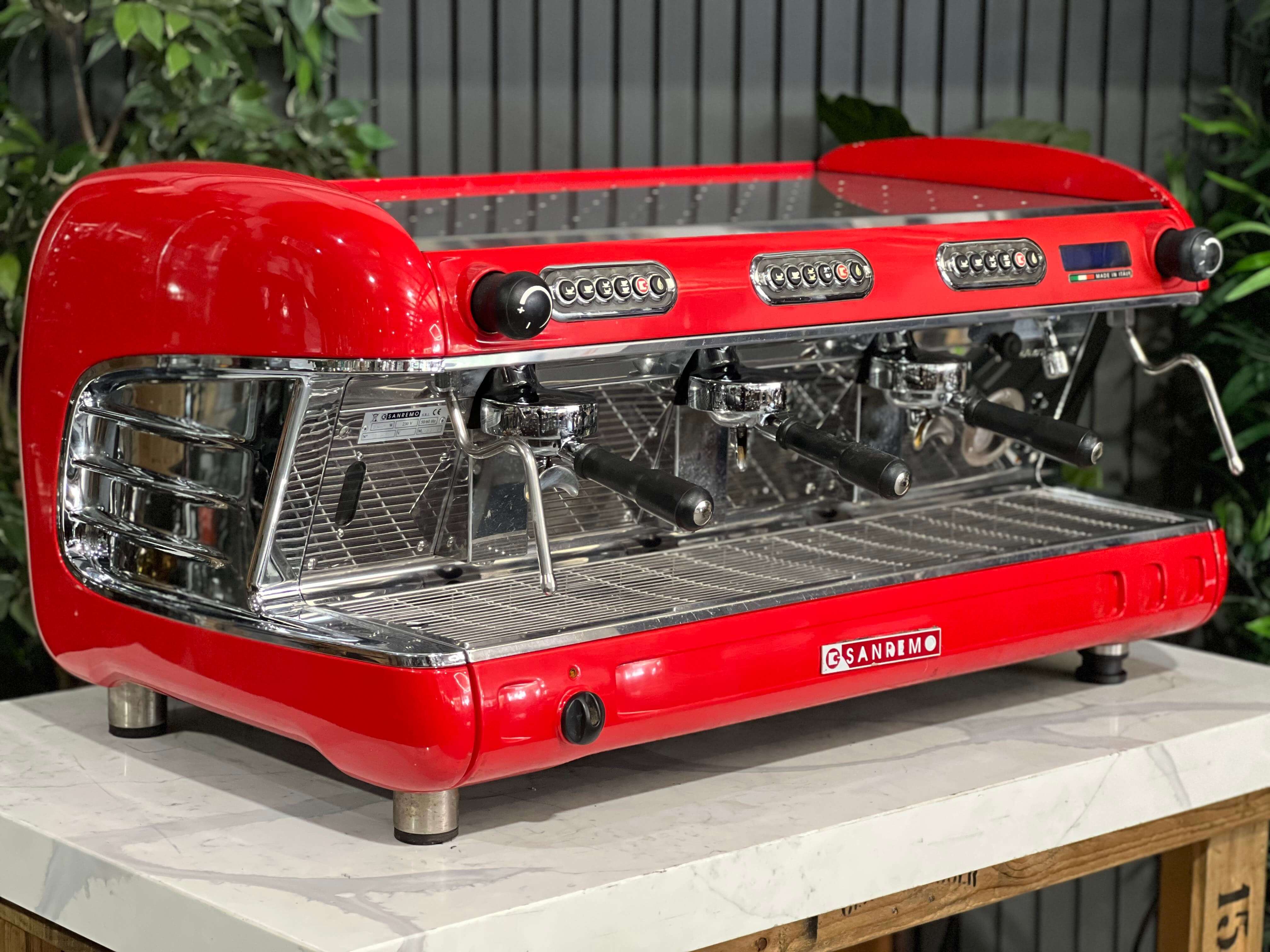 San Remo Verona 3 Group Coffee Machine Red