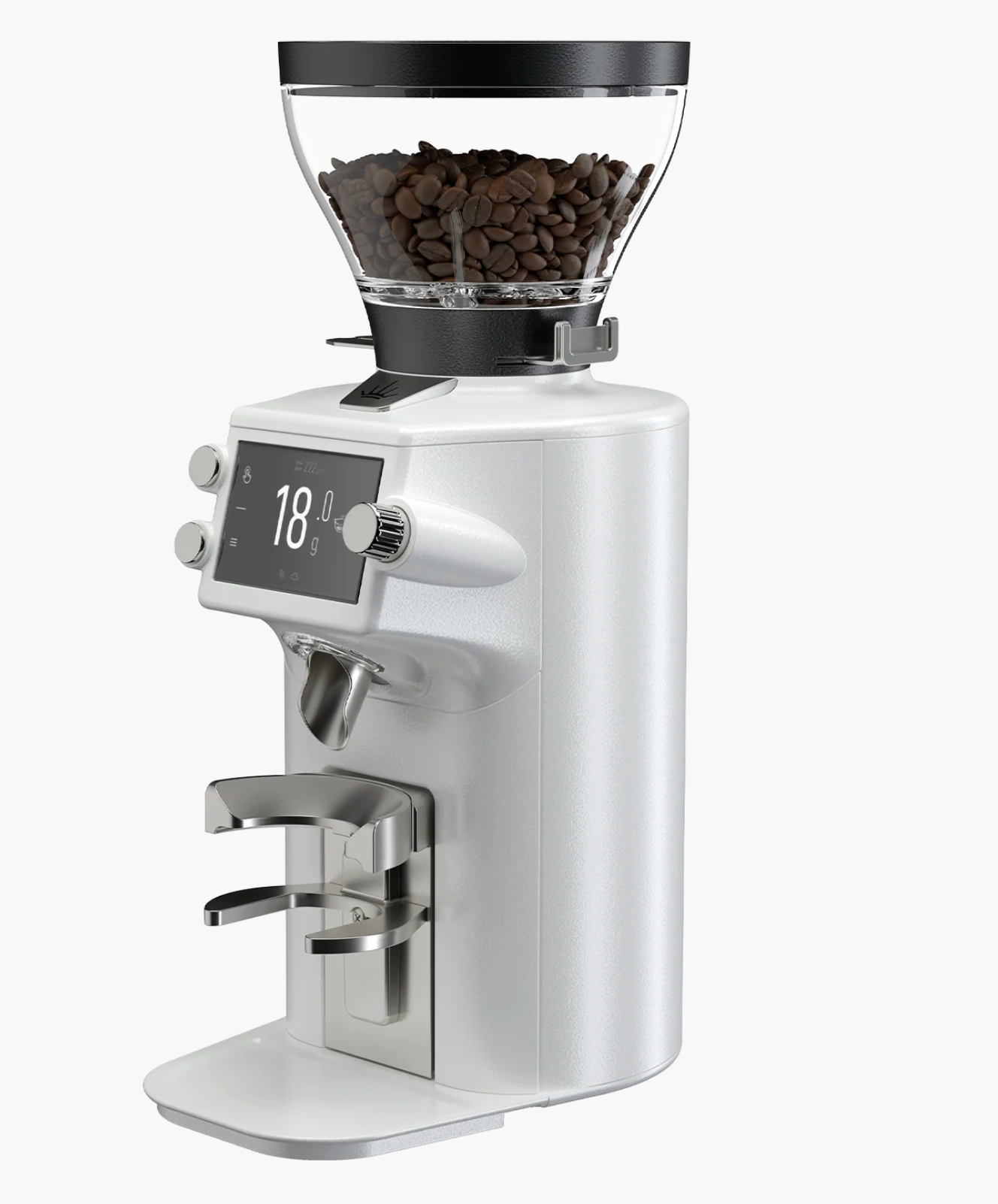 Mahlkönig E65 WS Espresso Coffee Grinder - New in white with coffee beans on top