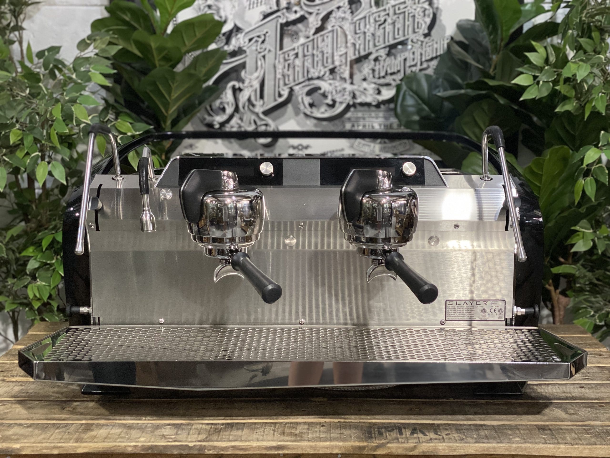 Slayer-Steam-LP-2-Group-Stainless-w.-Gloss-Black-X-Demo-Espresso-Coffee-Machine-1858-Princes-Highway-Clayton