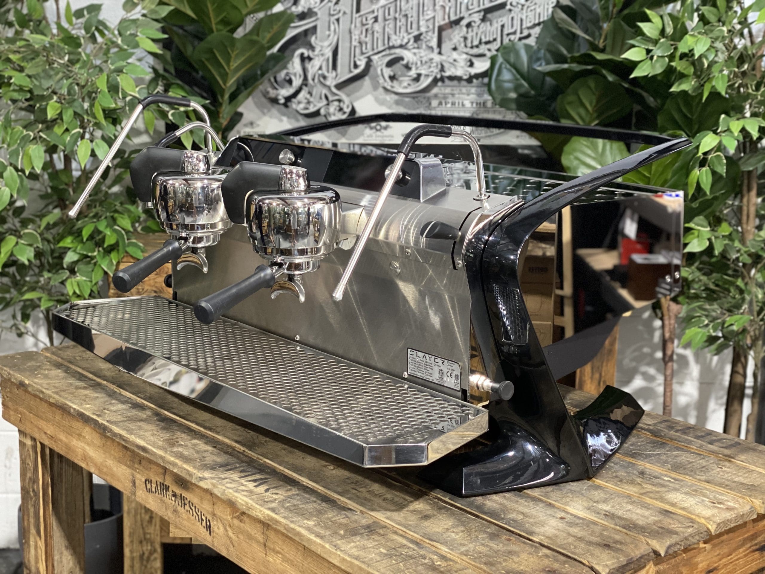 Slayer-Steam-LP-2-Group-Stainless-w.-Gloss-Black-X-Demo-Espresso-Coffee-Machine-1858-Princes-Highway-Clayton