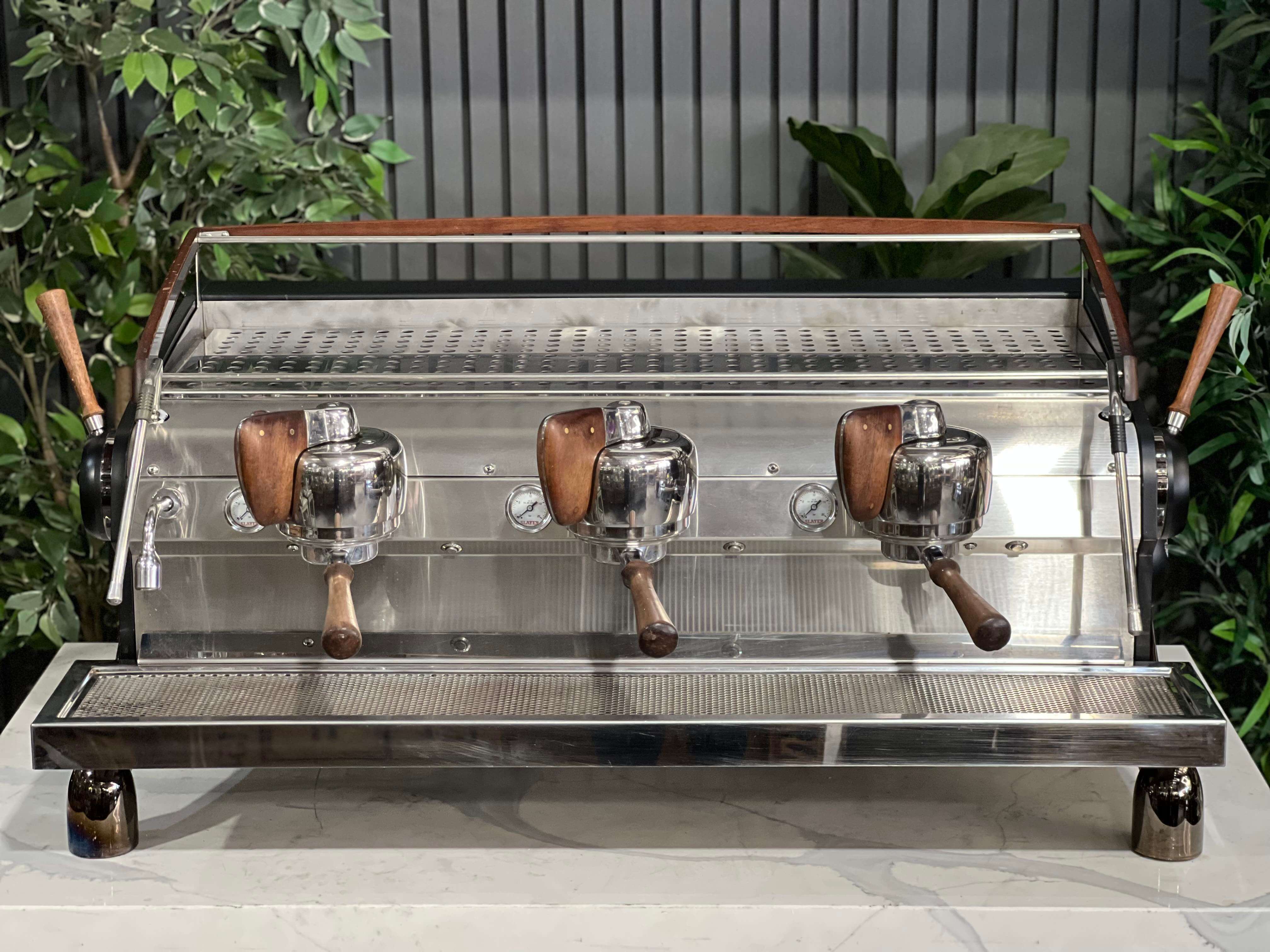 Slayer Espresso 3 Group Coffee Machine Black / Stainless & Dark Timber