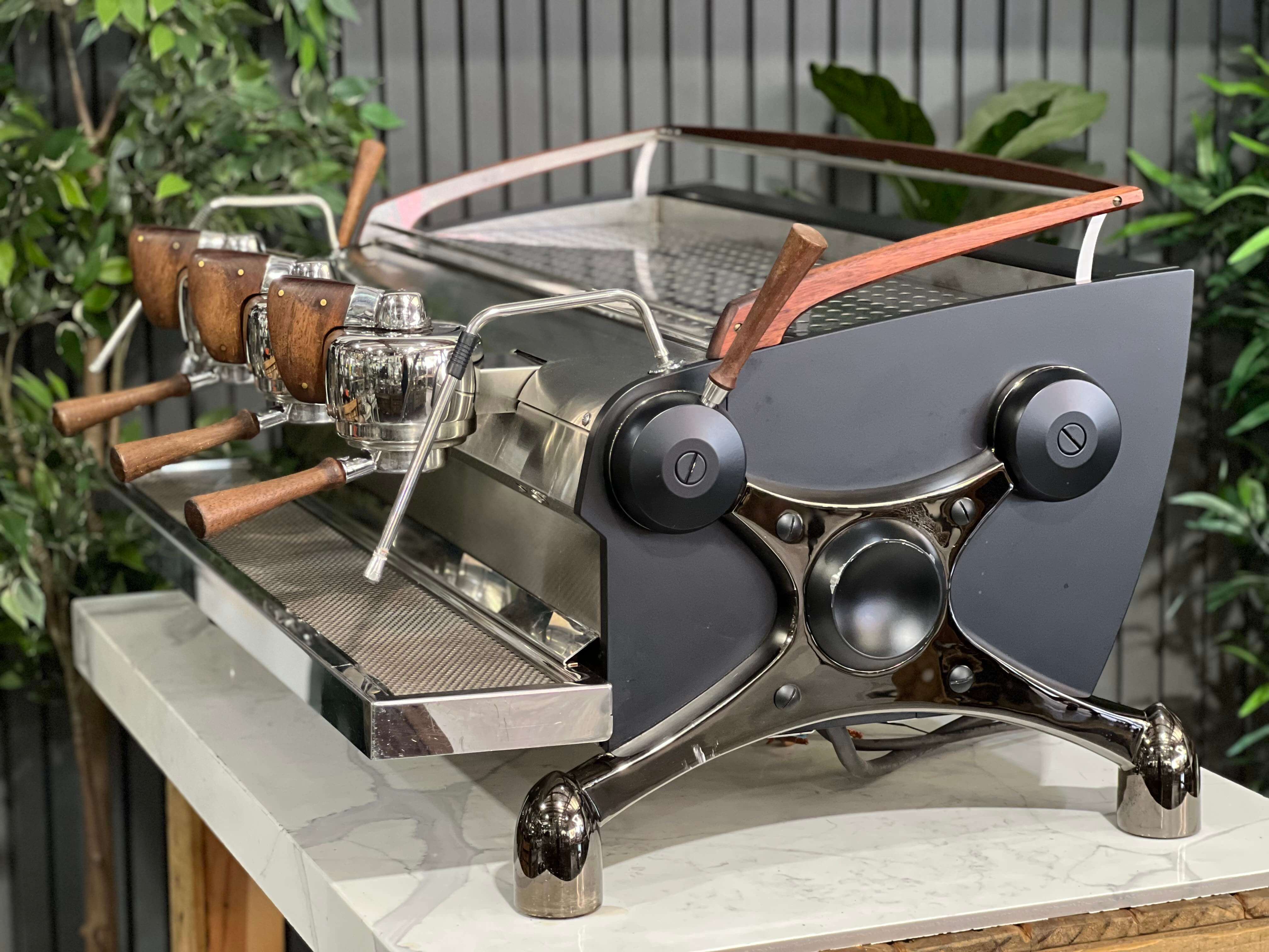 Slayer Espresso 3 Group Coffee Machine Black / Stainless & Dark Timber