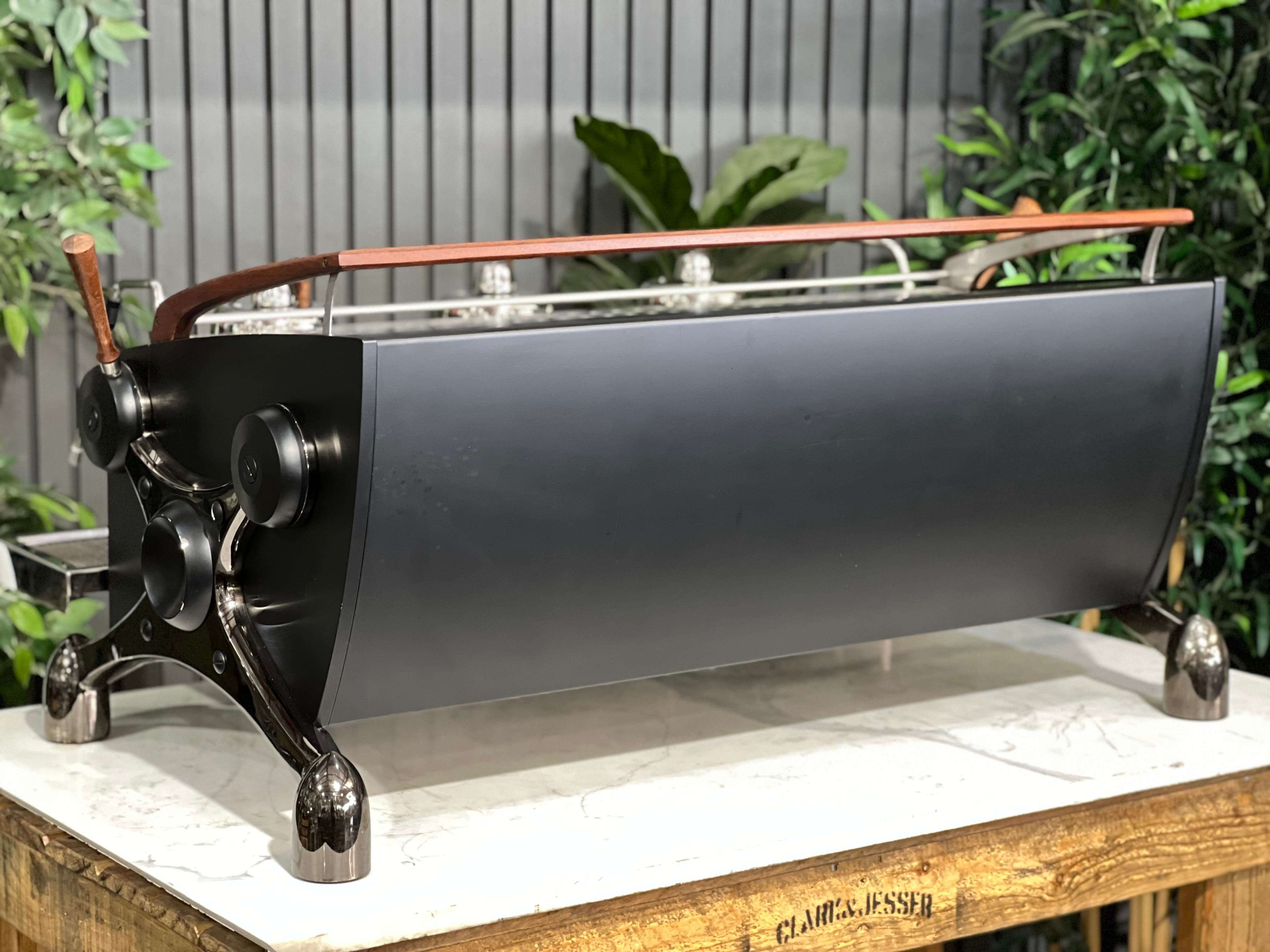 Slayer Espresso 3 Group Coffee Machine Black / Stainless & Dark Timber