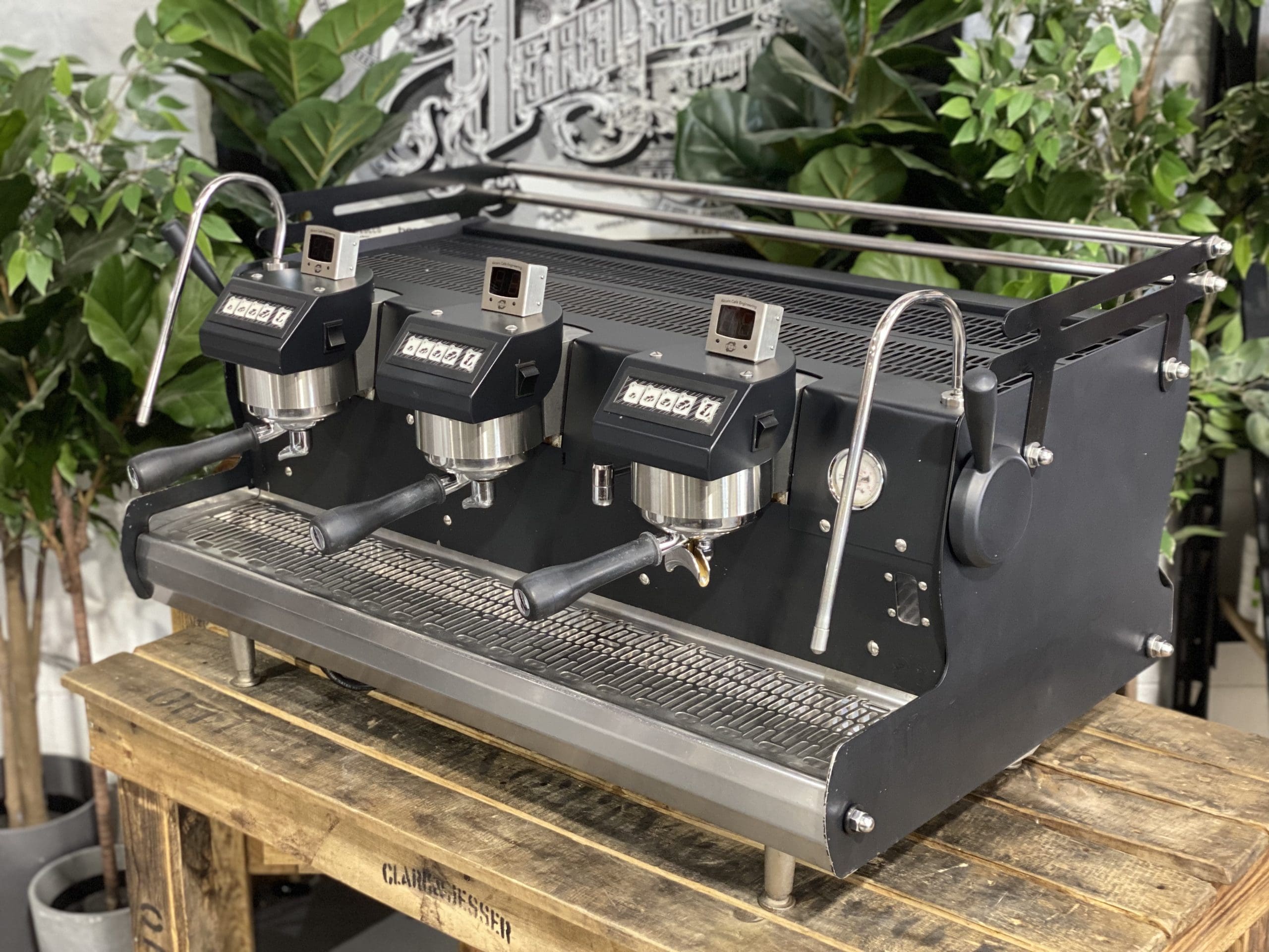 Synesso-Sabre-3-Group-Black-with-Above-Group-Head-Shot-Timers-Espresso-Coffee-Machine-1858-Princes-Highway-Clayton