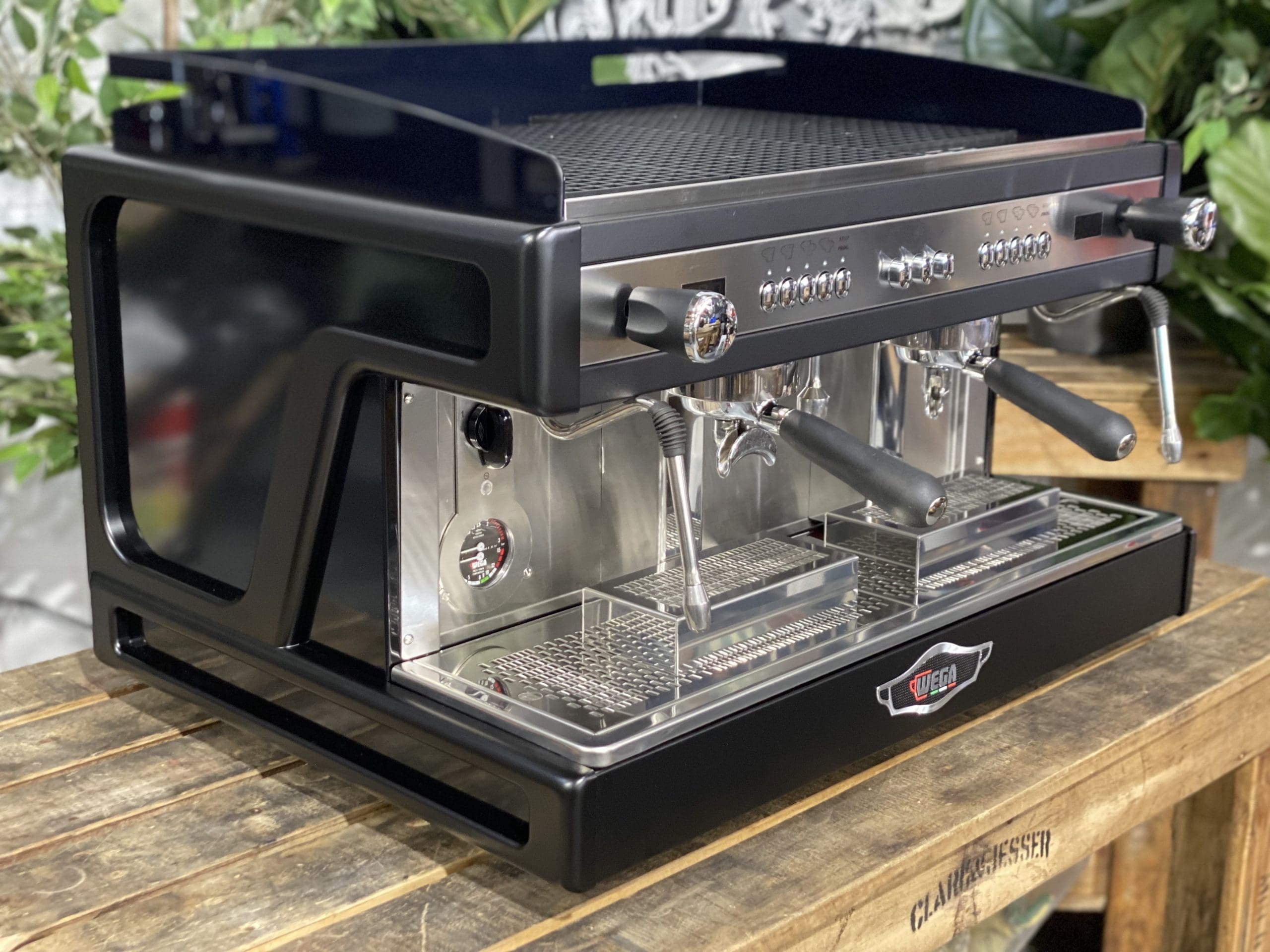 Wega-Airy-2-Group-New-Black-Stainless-New-Espresso-Coffee-Machine-1858-Princes-Highway-Clayton-VIC-3168-Coffee-Machine-Warehouse