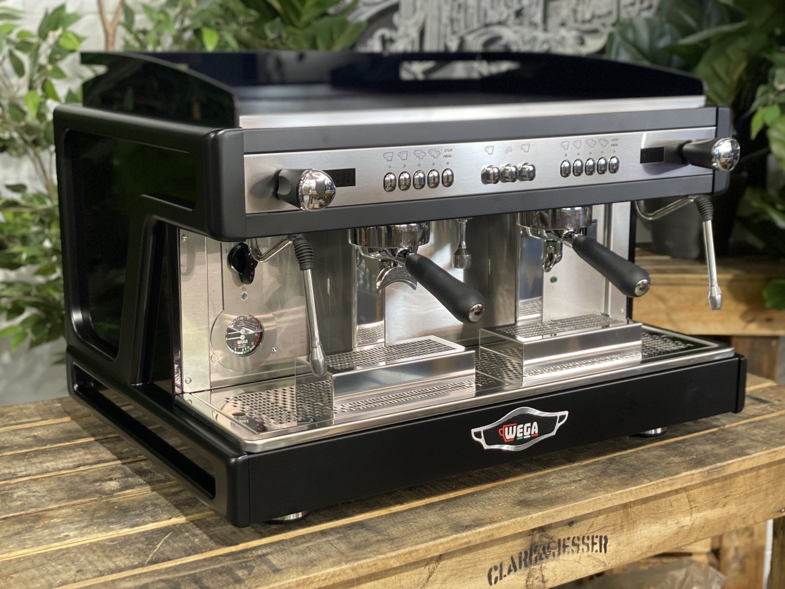 Wega-Airy-2-Group-New-Black-Stainless-New-Espresso-Coffee-Machine-1858-Princes-Highway-Clayton-VIC-3168-Coffee-Machine-Warehouse