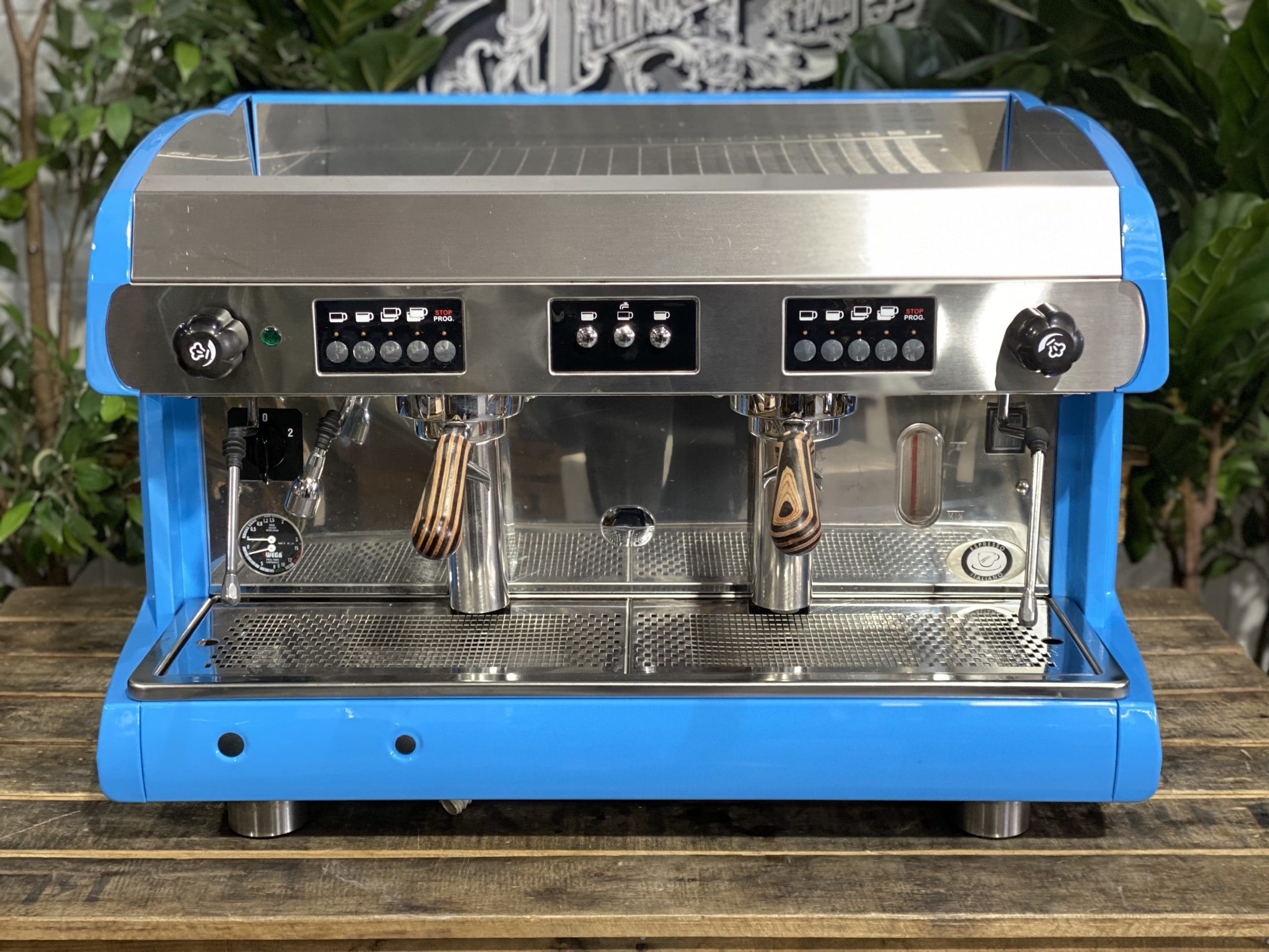 Wega-Polaris-2-Group-Bright-Blue-with-Timber-Handles-Espresso-Coffee-Machine-1858-Princes-Highway-Clayton-VIC-3168-Coffee-Machine-WarehouseI