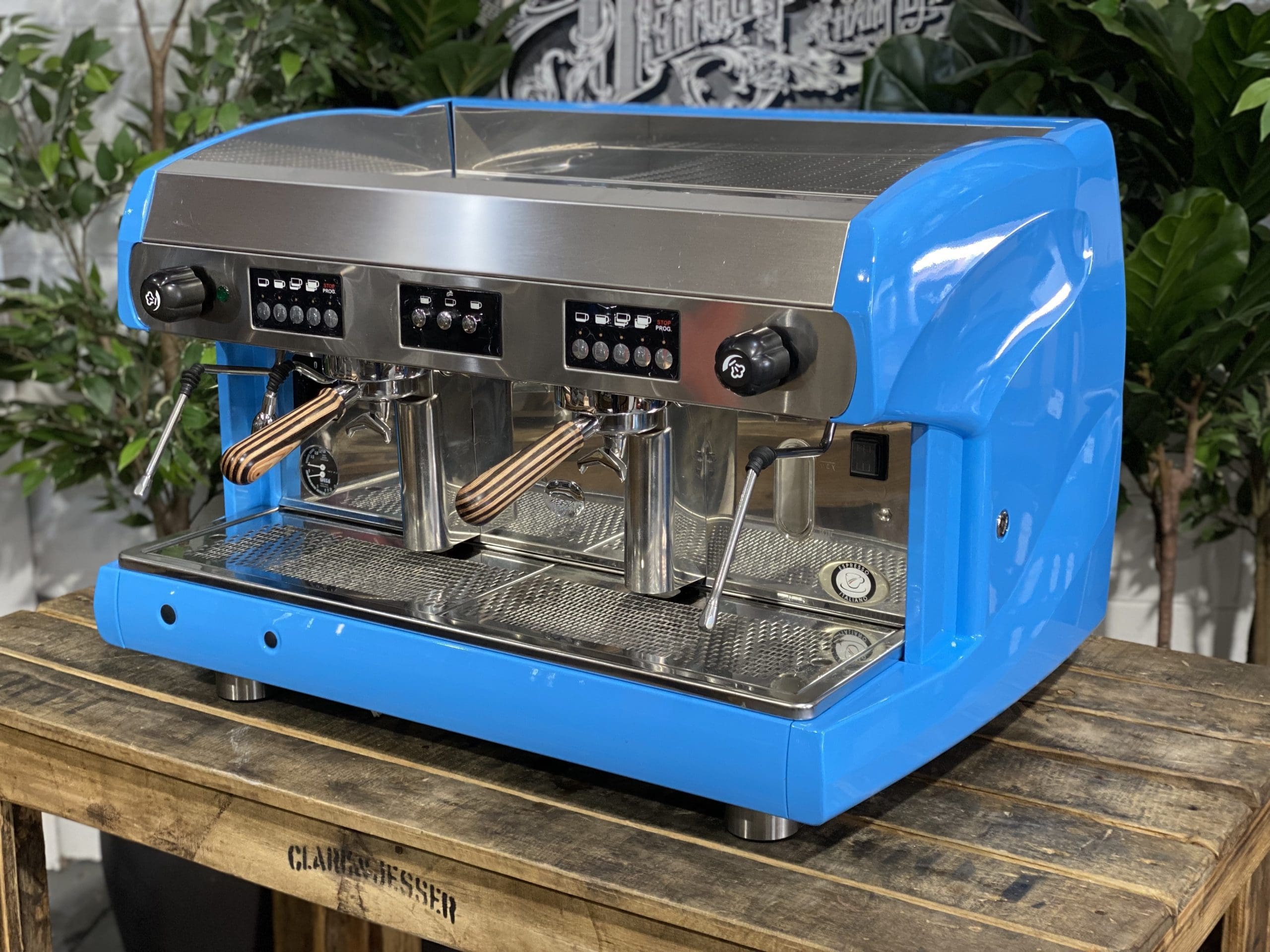 Wega-Polaris-2-Group-Bright-Blue-with-Timber-Handles-Espresso-Coffee-Machine-1858-Princes-Highway-Clayton-VIC-3168-Coffee-Machine-WarehouseI